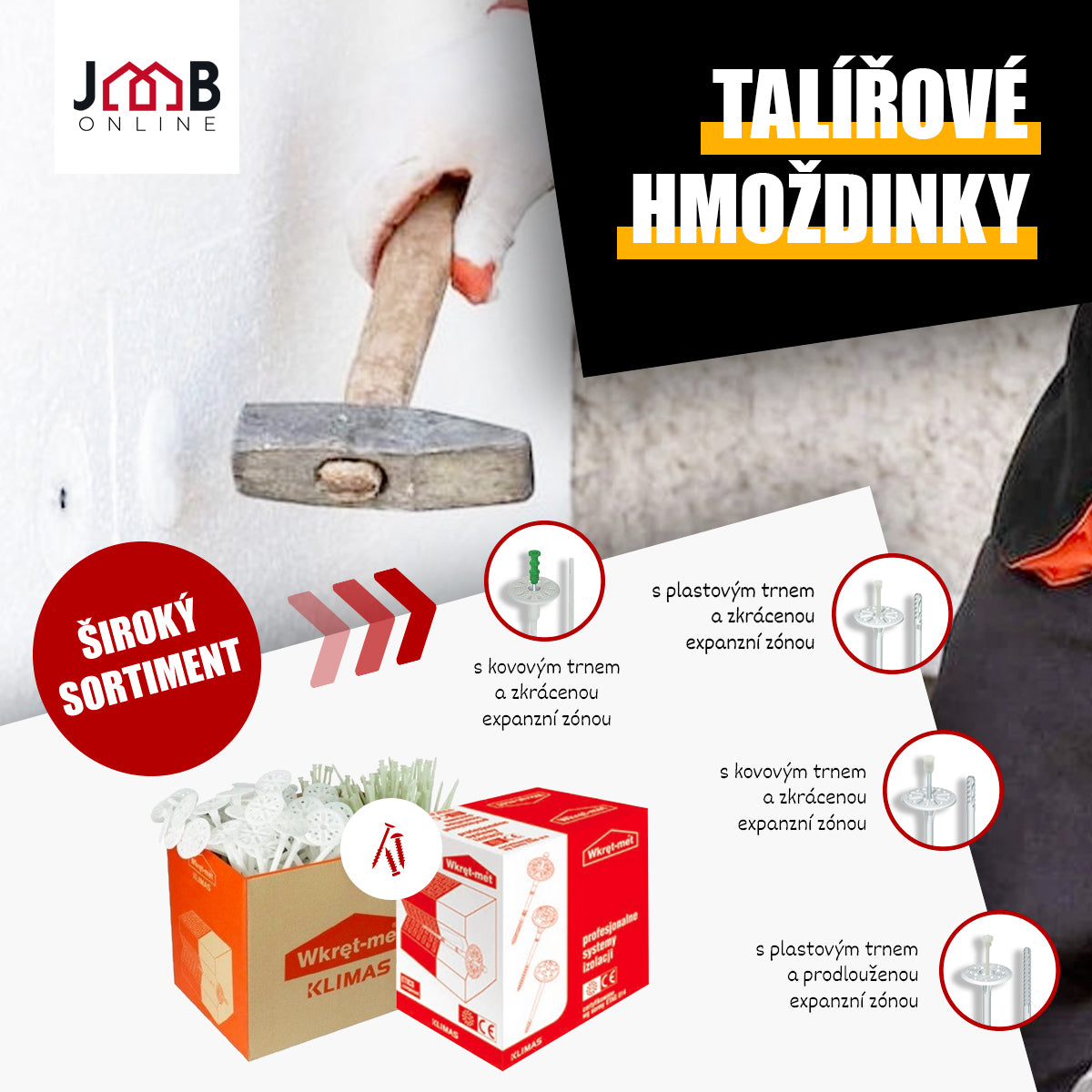 Talířové hmoždinky pro zateplování a upevnění