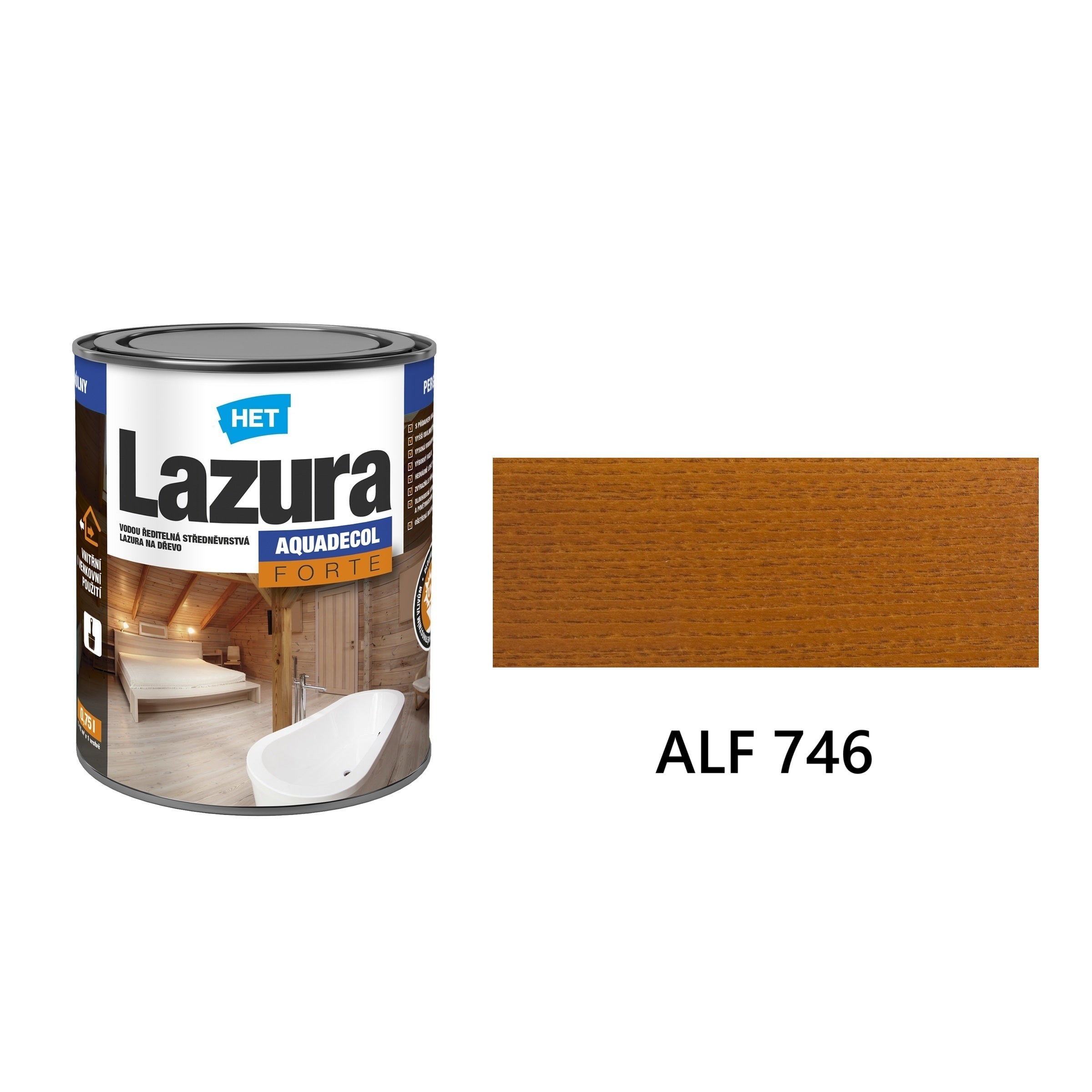 HET AQUADECOL Lazura FORTE středněvrstvá vodou ředitelná lazura na dřevo ALF 746