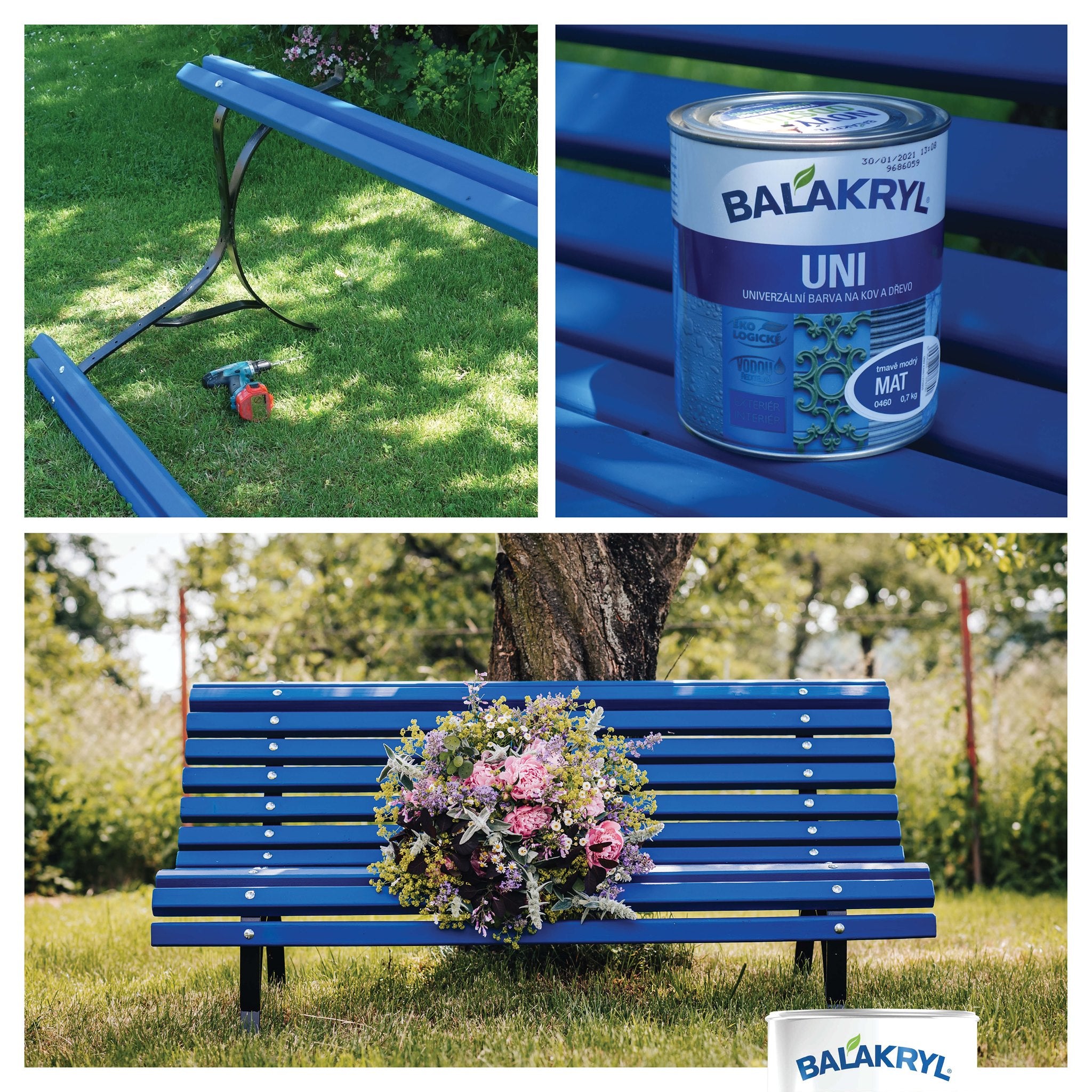 BALAKRYL UNI MAT vodou ředitelná rychleschnoucí univerzální barva na kov a dřevo_použití