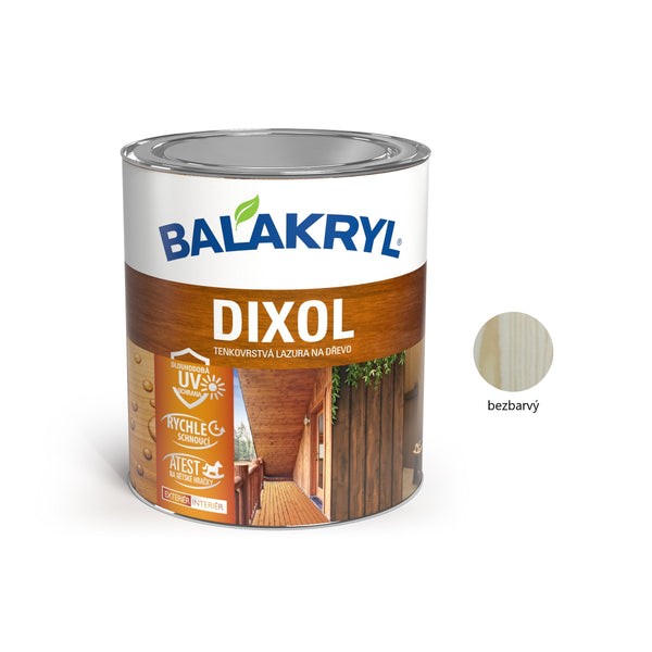 BALAKRYL DIXOL vodou ředitelná tenkovrstvá lazura na dřevo bezbarvý 0,7 kg