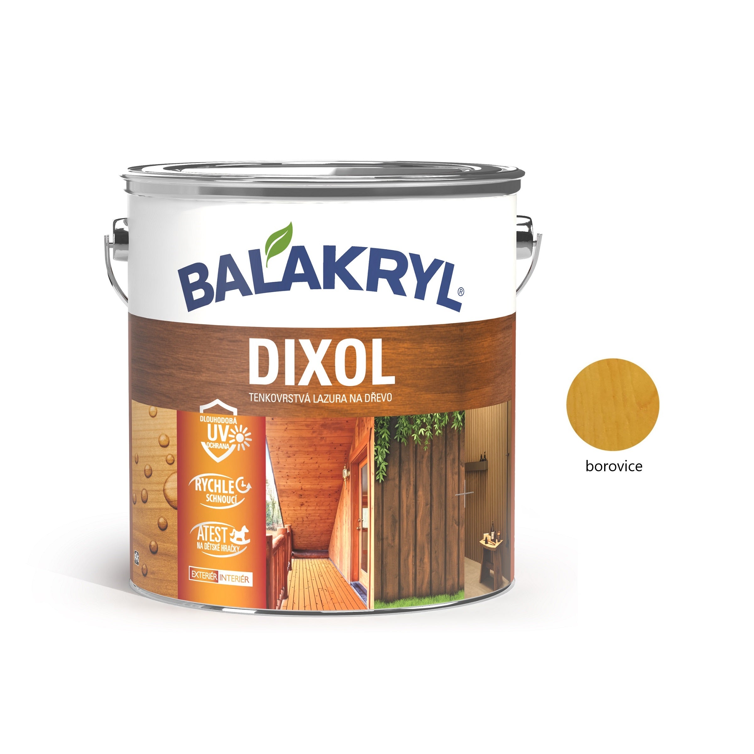 BALAKRYL DIXOL vodou ředitelná tenkovrstvá lazura na dřevo borovice 2,5 kg