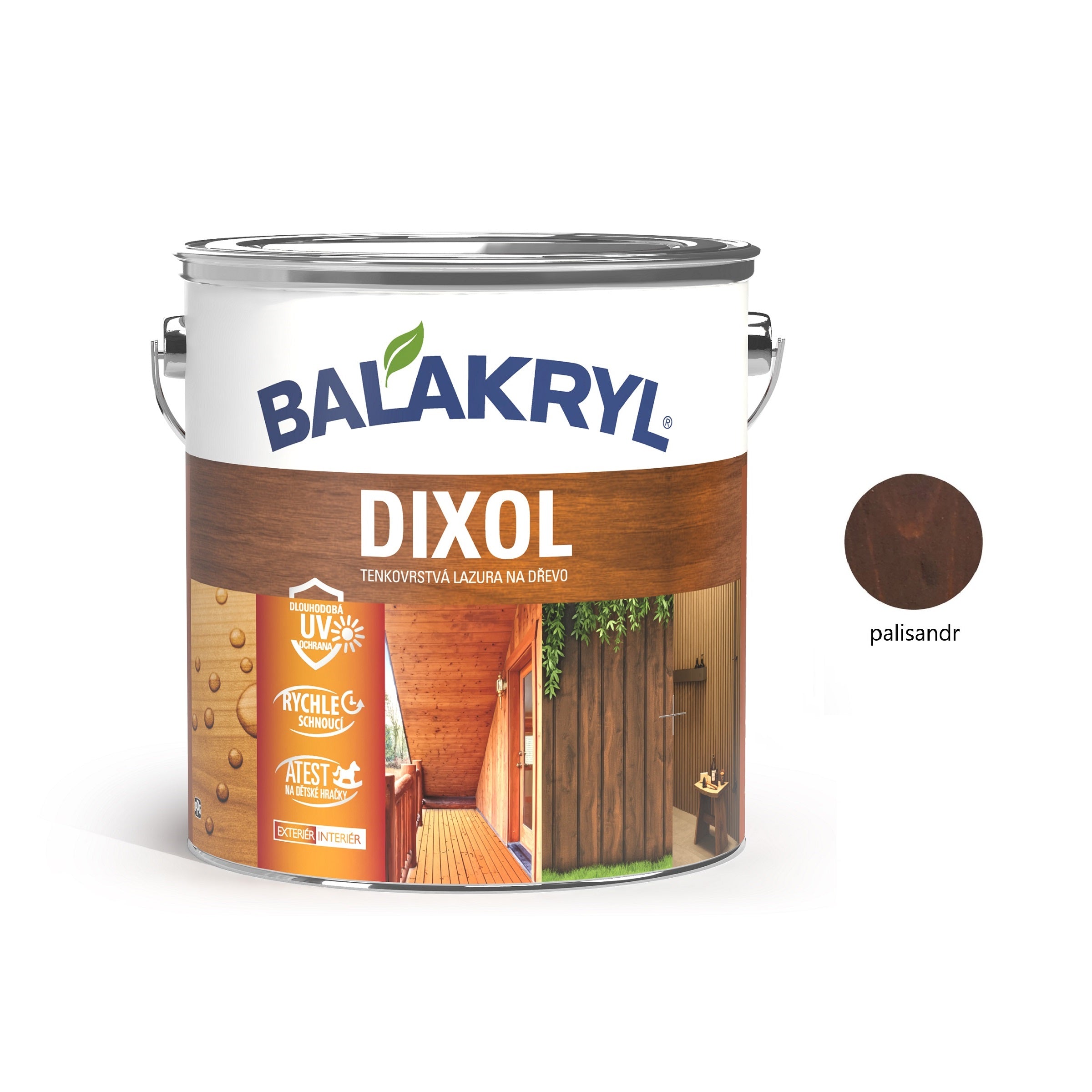 BALAKRYL DIXOL vodou ředitelná tenkovrstvá lazura na dřevo palisandr 2,5 kg
