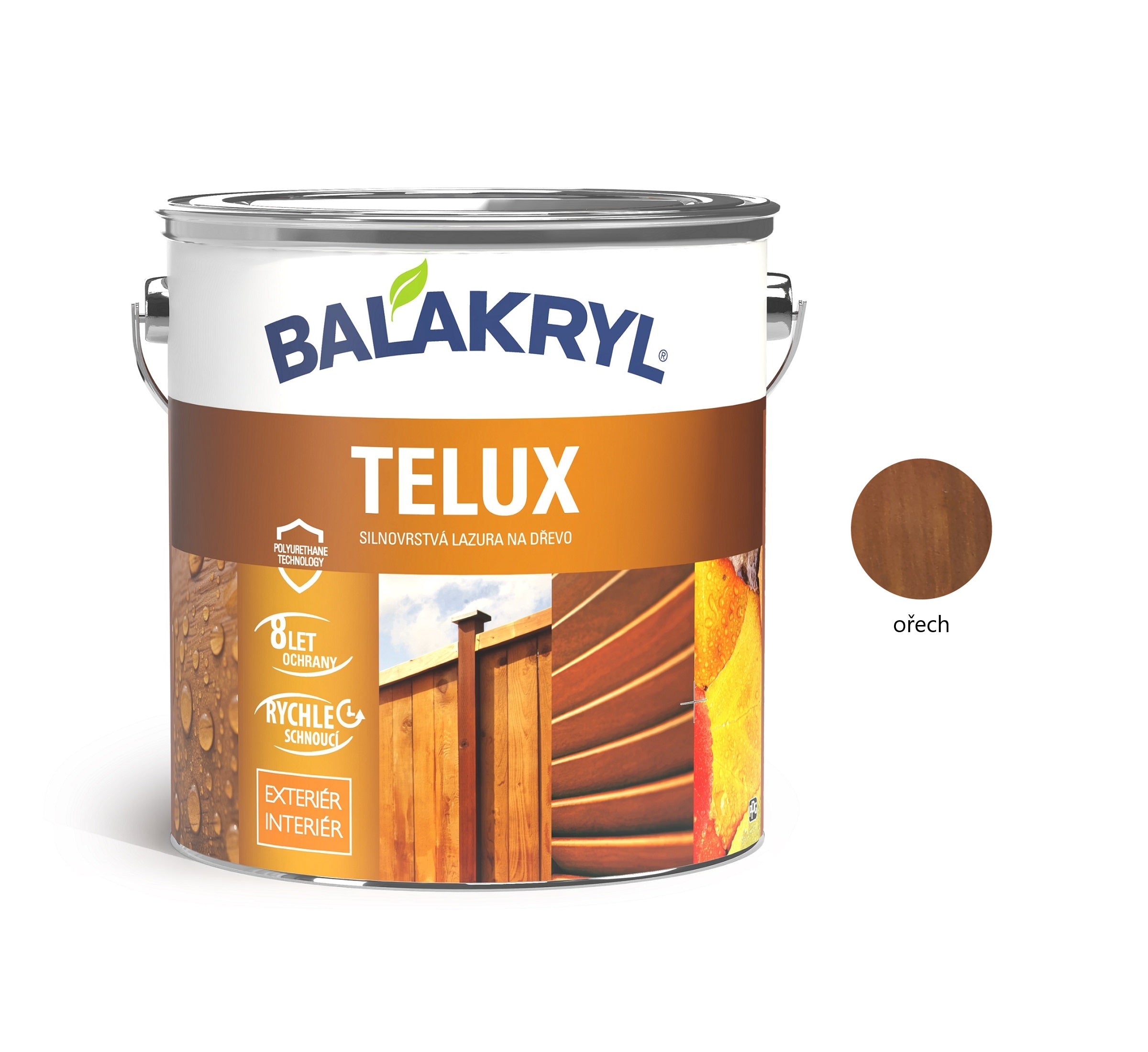 BALAKRYL TELUX silnovrstvá lazura na dřevo ořech 2,5 kg
