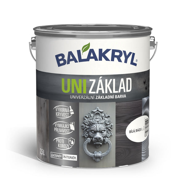 BALAKRYL UNI ZÁKLAD vodou rěditelná antikorozní základní barva bílá 2,5 l