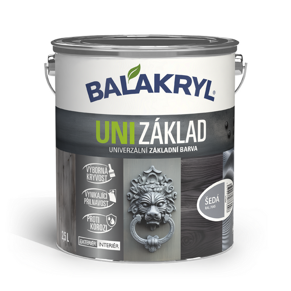 BALAKRYL UNI ZÁKLAD vodou rěditelná antikorozní základní barva šedá 2,5 l
