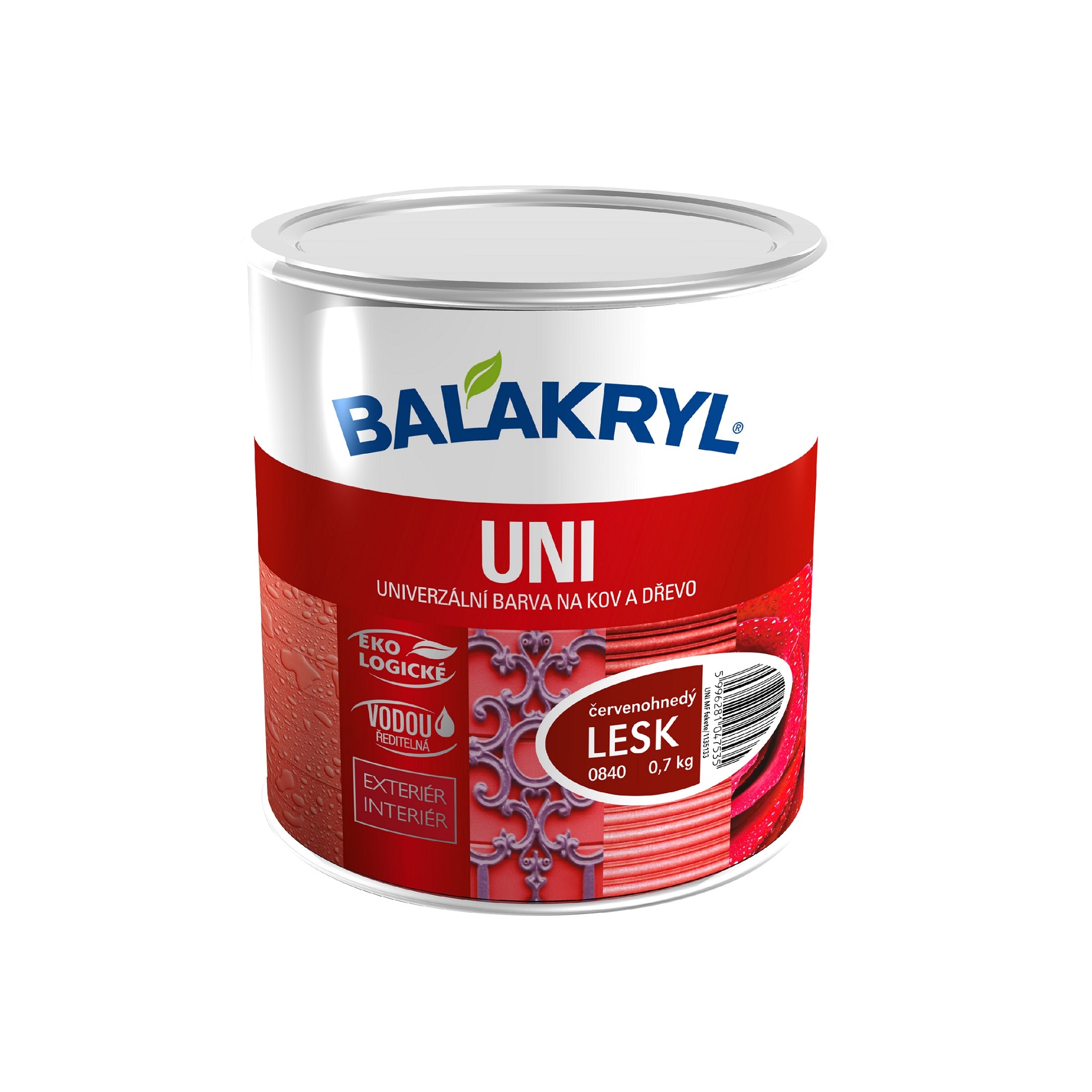 BALAKRYL UNI LESK vodou ředitelná rychleschnoucí univerzální barva na kov a dřevo