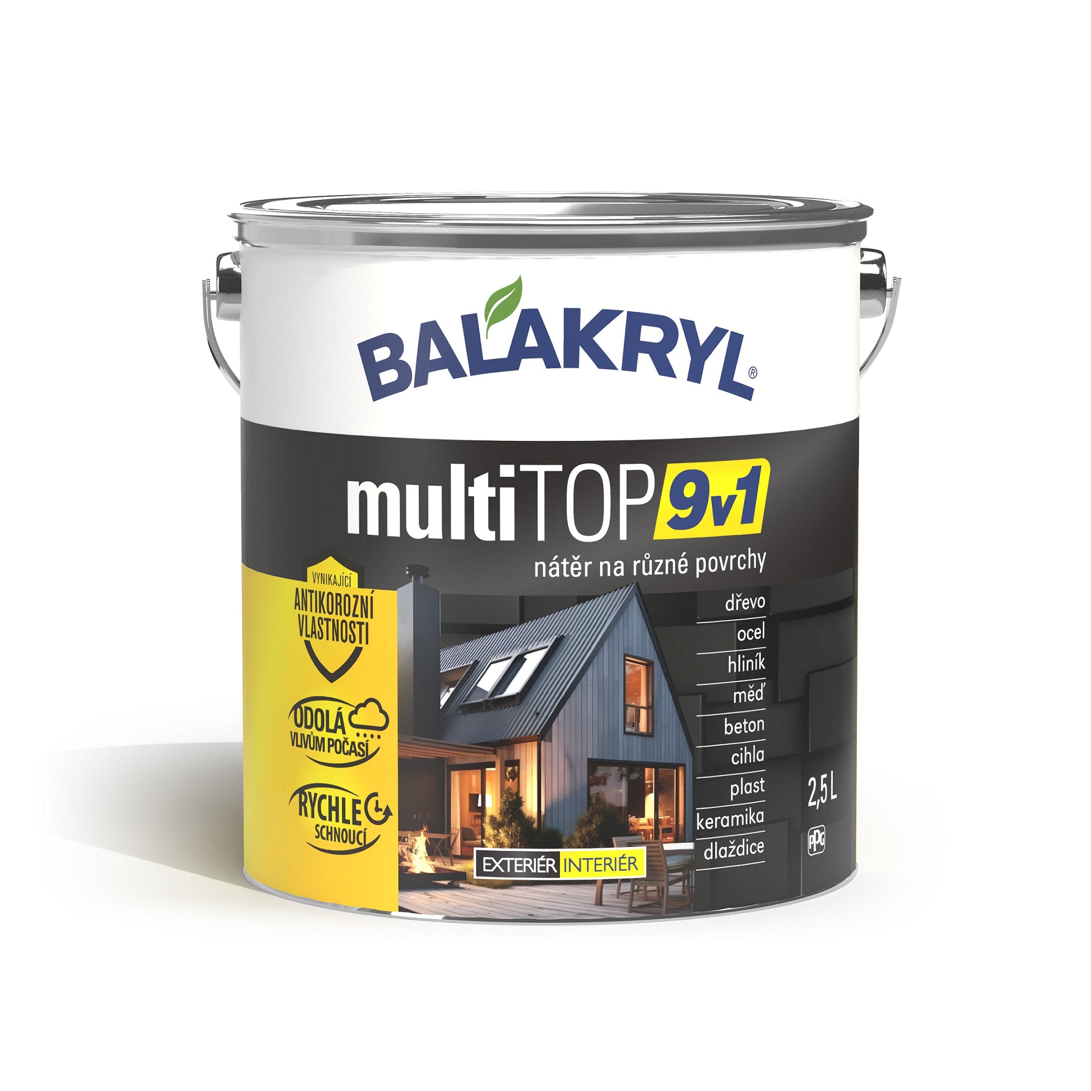 BALAKRYL multiTOP 9v1 matná antikorozní akrylátová barva pro různé povrchy 2,5 l