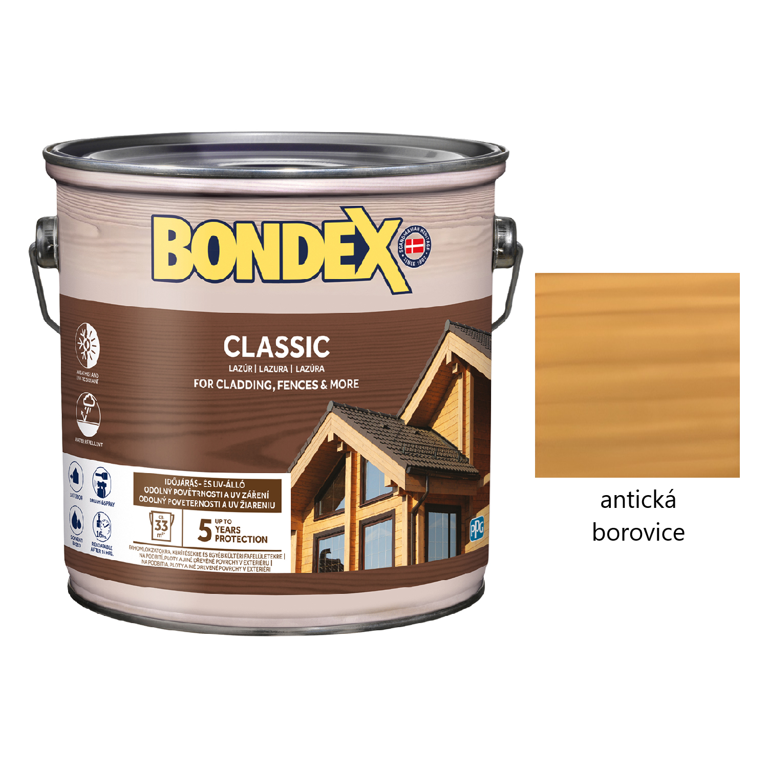 BONDEX CLASSIC tenkovrstvá syntetická lazura na dřevo exteriér - antická borovice