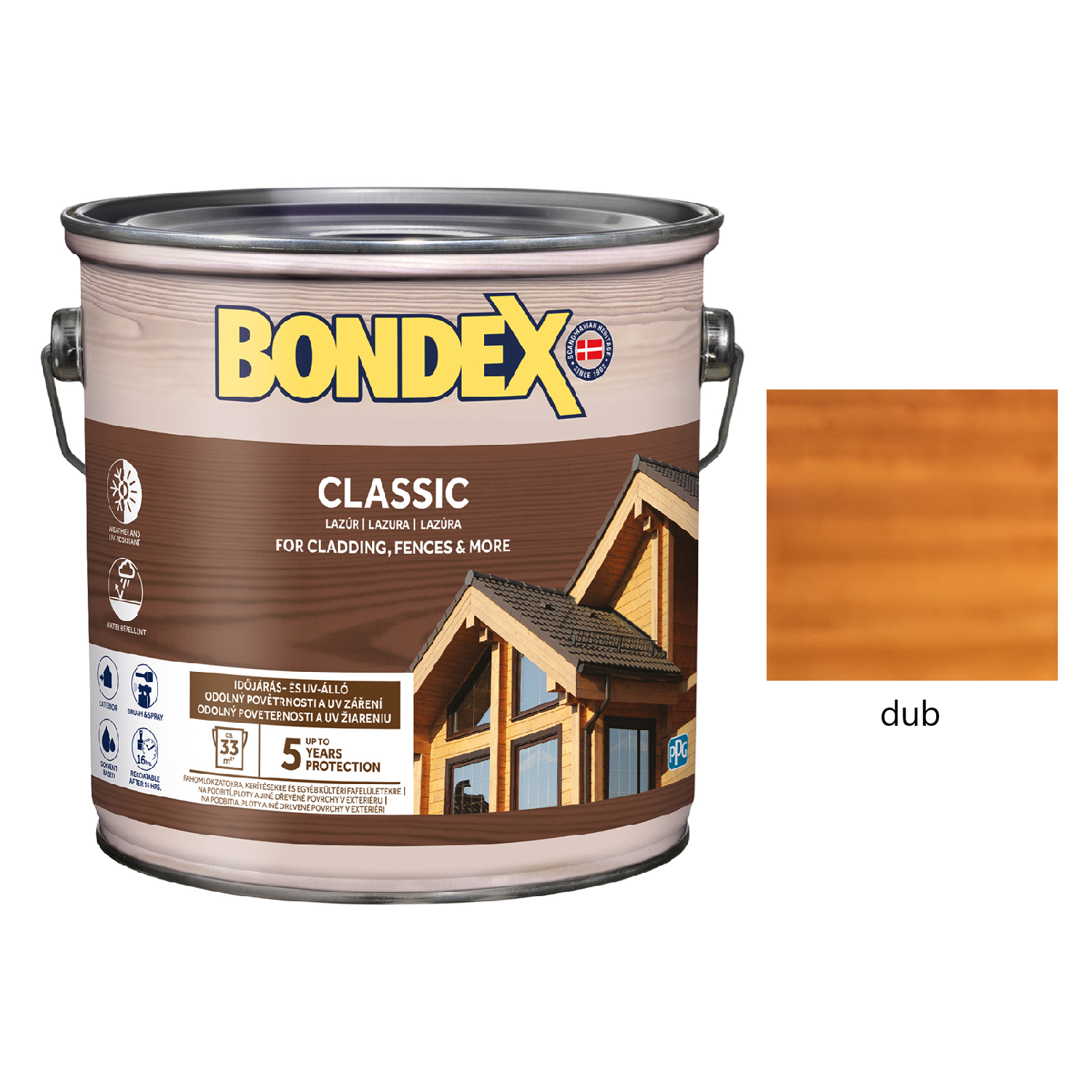 BONDEX CLASSIC tenkovrstvá syntetická lazura na dřevo exteriér - dub