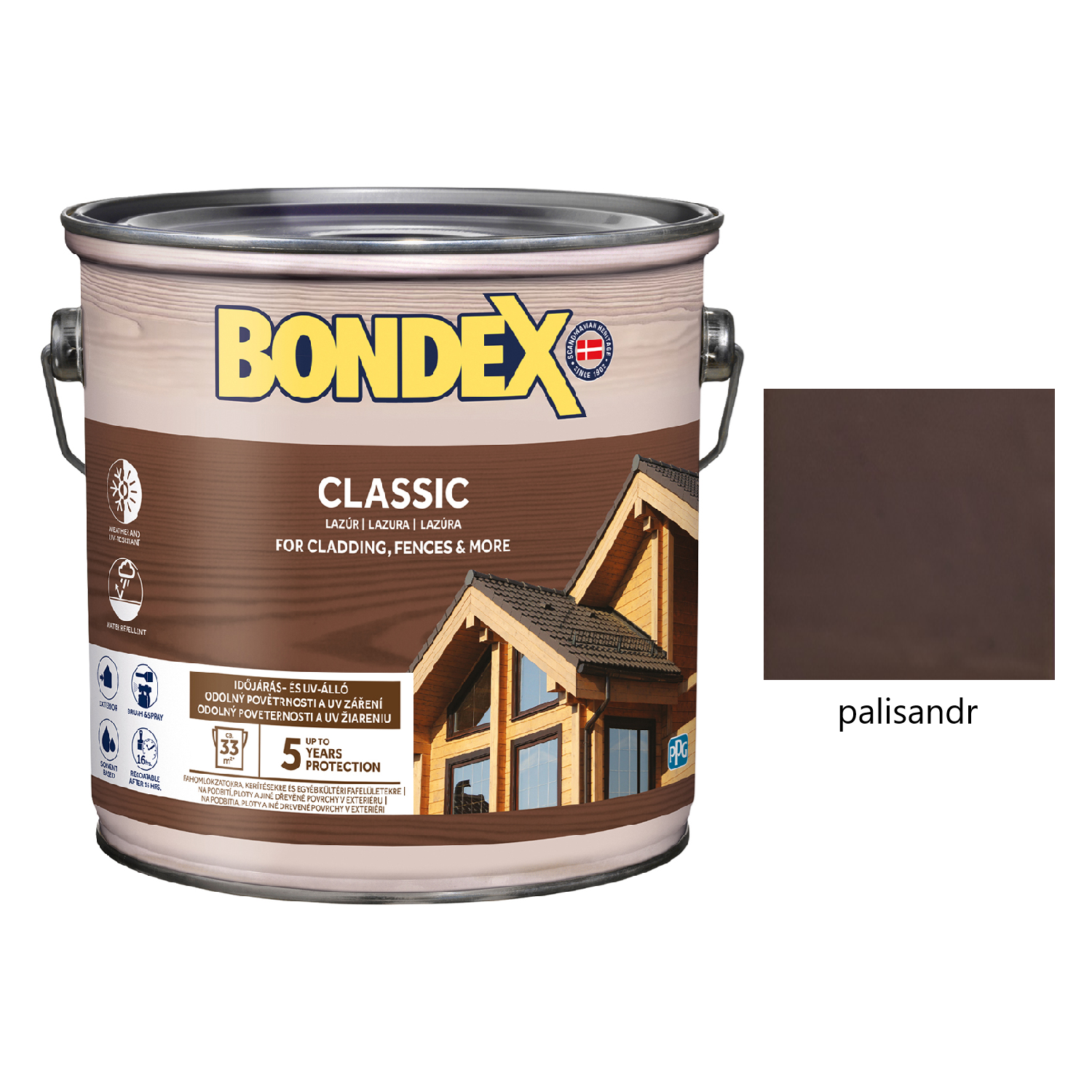 BONDEX CLASSIC tenkovrstvá syntetická lazura na dřevo exteriér - palisandr