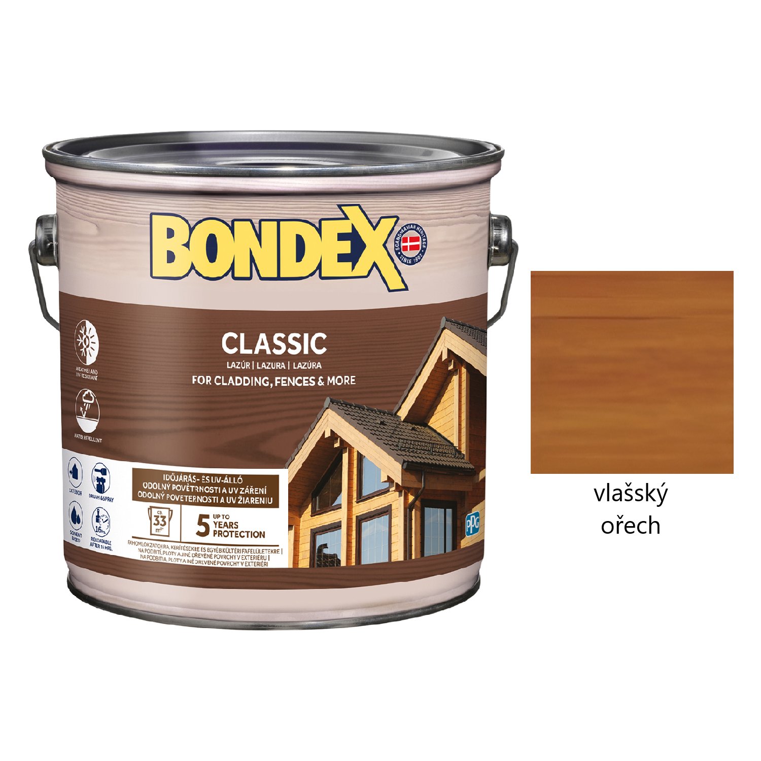 BONDEX CLASSIC tenkovrstvá syntetická lazura na dřevo exteriér - vlašský ořech