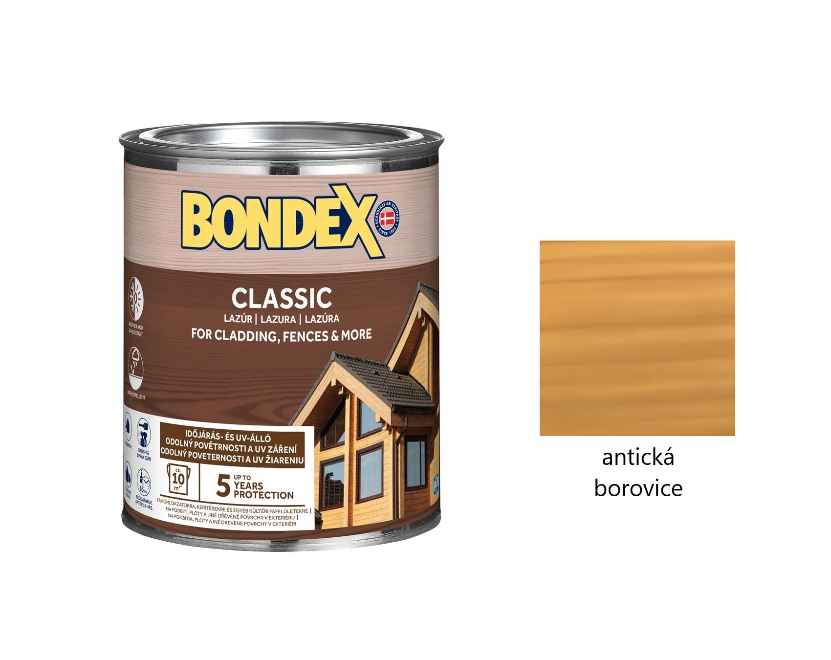 BONDEX CLASSIC tenkovrstvá syntetická lazura na dřevo exteriér antická borovice 0,75 l