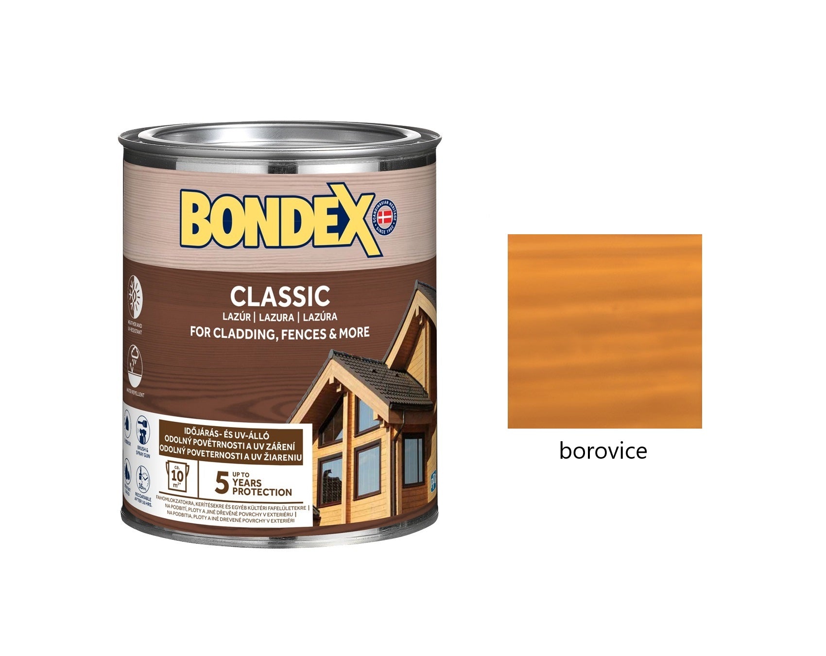 BONDEX CLASSIC tenkovrstvá syntetická lazura na dřevo exteriér borovice 0,75 l