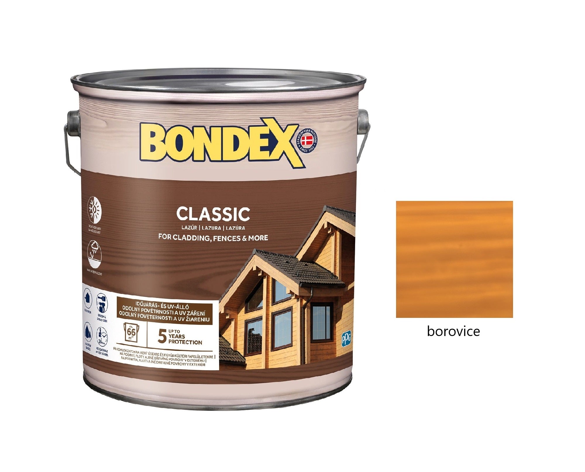 BONDEX CLASSIC tenkovrstvá syntetická lazura na dřevo exteriér borovice 5 l