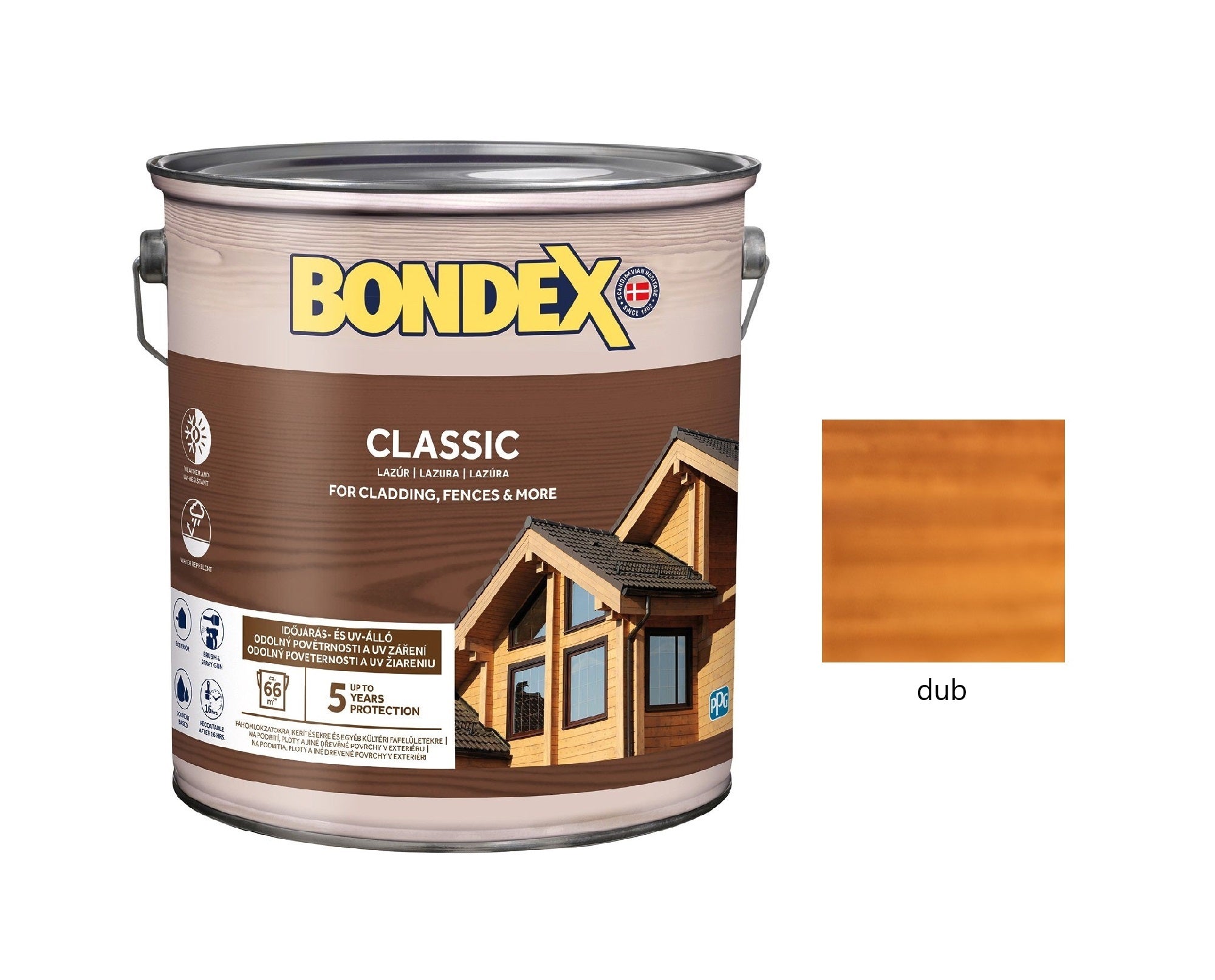 BONDEX CLASSIC tenkovrstvá syntetická lazura na dřevo exteriér dub 5 l