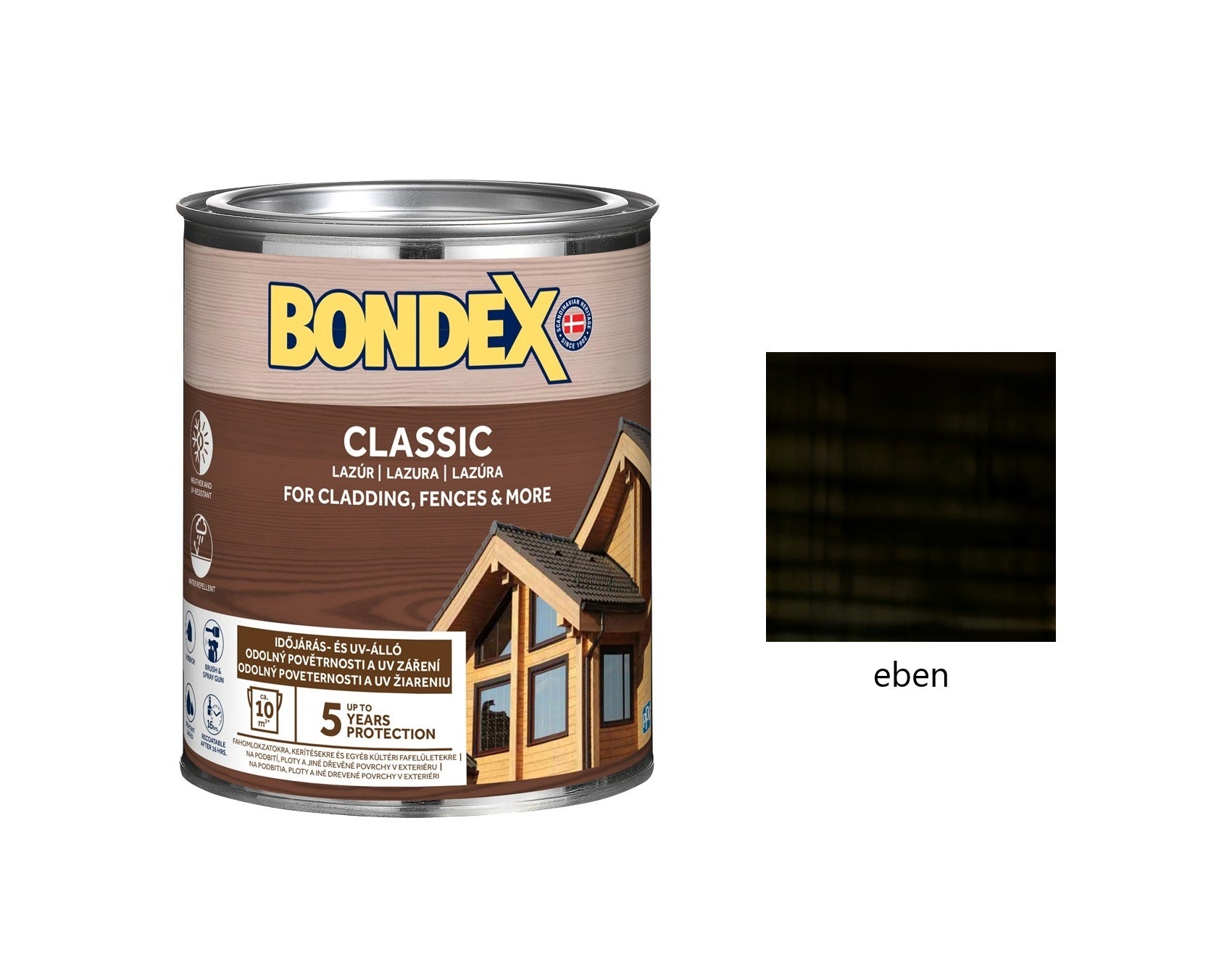 BONDEX CLASSIC tenkovrstvá syntetická lazura na dřevo exteriér eben 0,75 l
