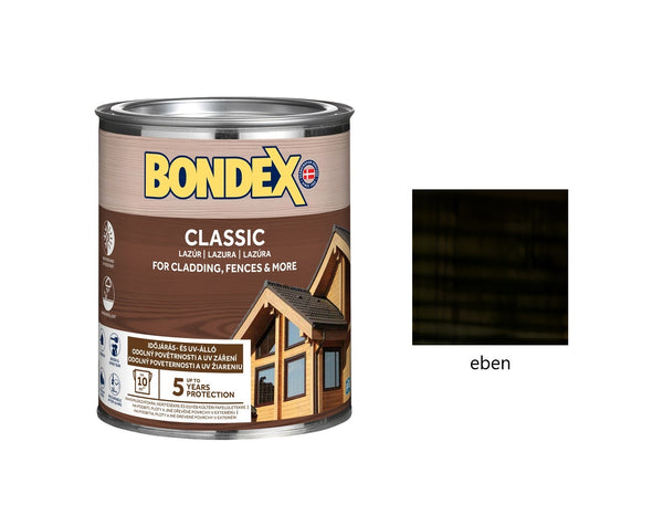 BONDEX CLASSIC tenkovrstvá syntetická lazura na dřevo exteriér eben 0,75 l