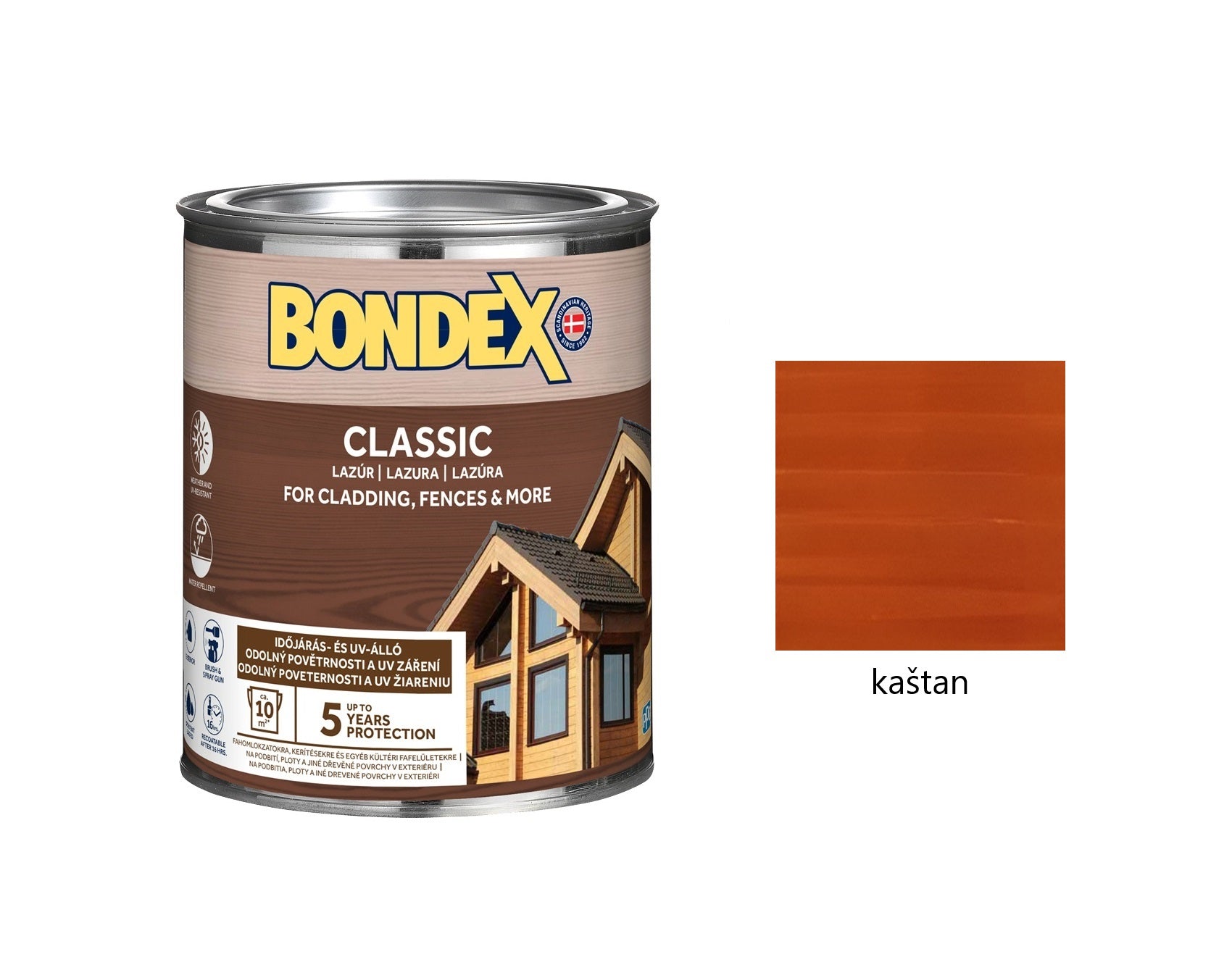BONDEX CLASSIC tenkovrstvá syntetická lazura na dřevo exteriér kaštan 0,75 l