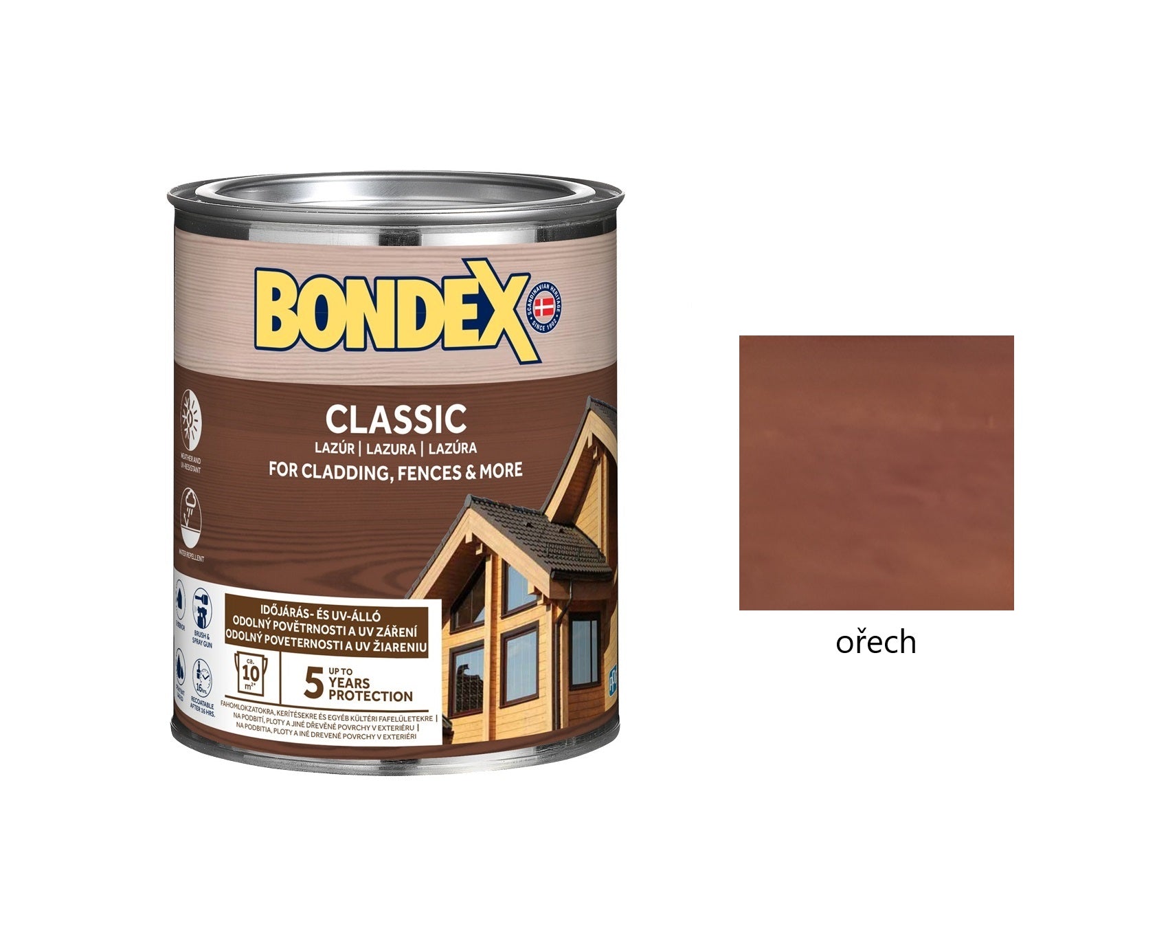 BONDEX CLASSIC tenkovrstvá syntetická lazura na dřevo exteriér ořech 0,75 l