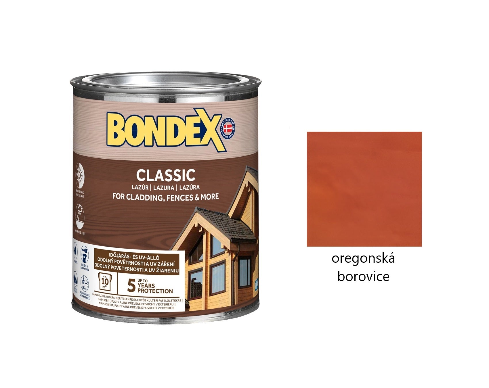 BONDEX CLASSIC tenkovrstvá syntetická lazura na dřevo exteriér oregonská borovice 0,75 l