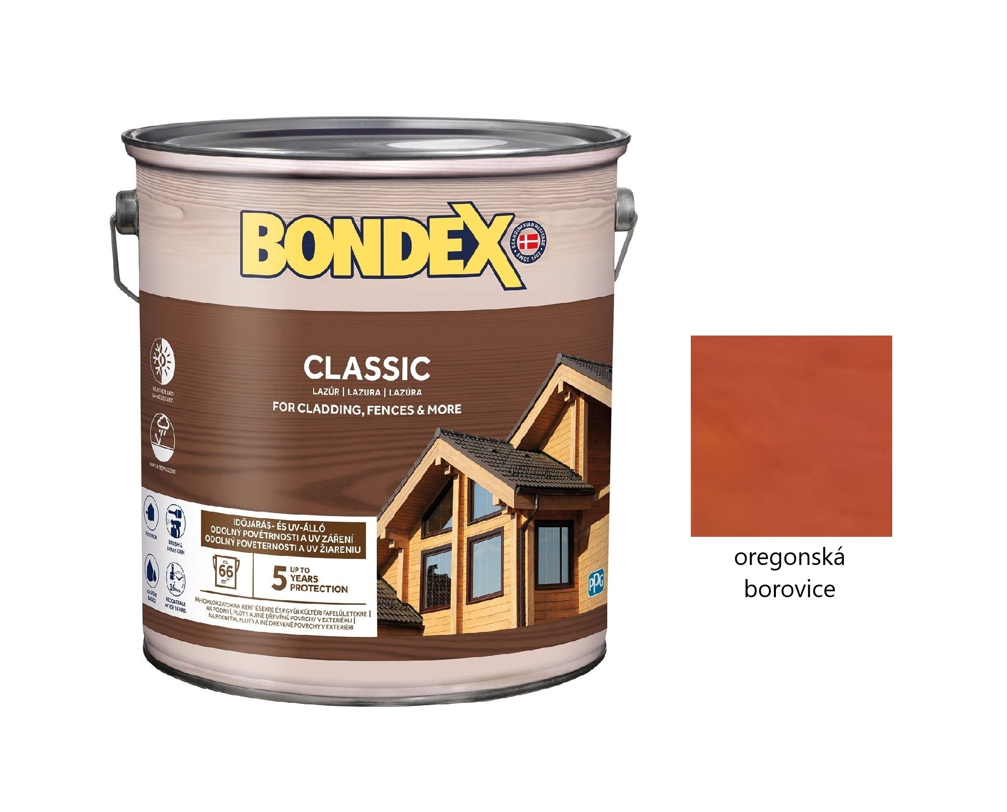 BONDEX CLASSIC tenkovrstvá syntetická lazura na dřevo exteriér oregonská borovice 5 l