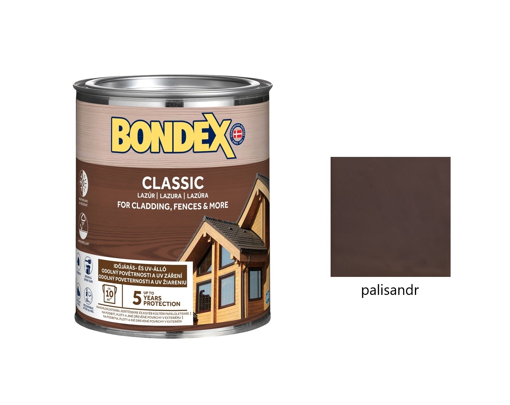 BONDEX CLASSIC tenkovrstvá syntetická lazura na dřevo exteriér palisandr 0,75 l