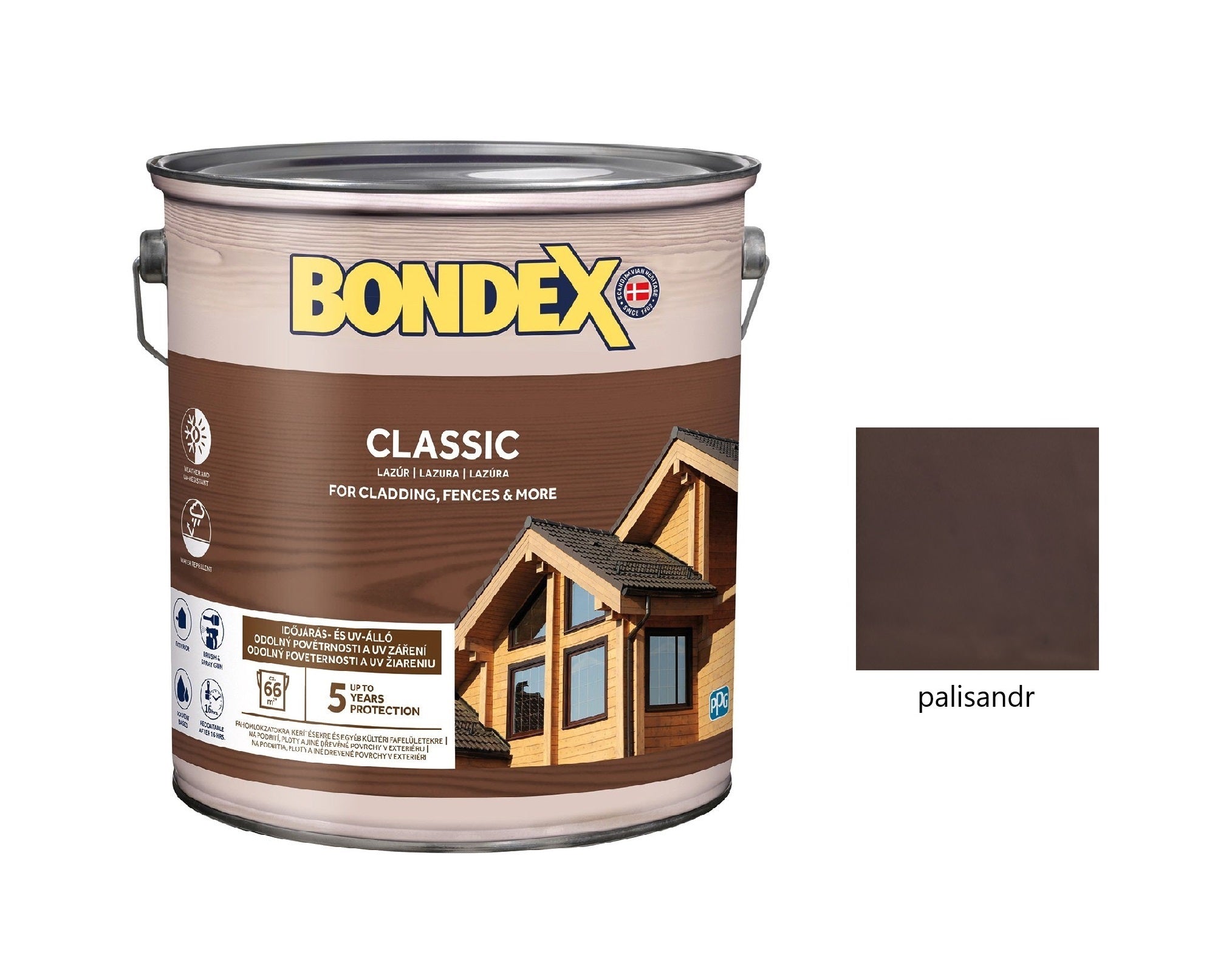 BONDEX CLASSIC tenkovrstvá syntetická lazura na dřevo exteriér palisandr 5 l