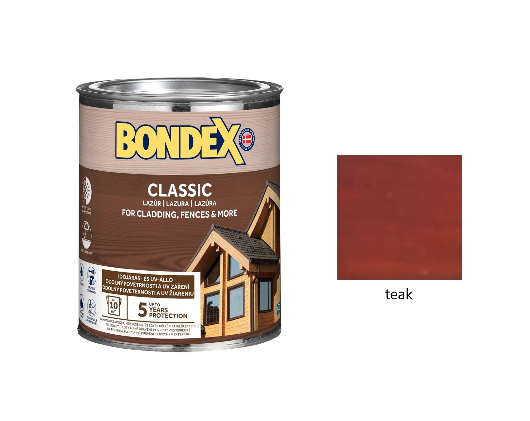 BONDEX CLASSIC tenkovrstvá syntetická lazura na dřevo exteriér teak 0,75 l