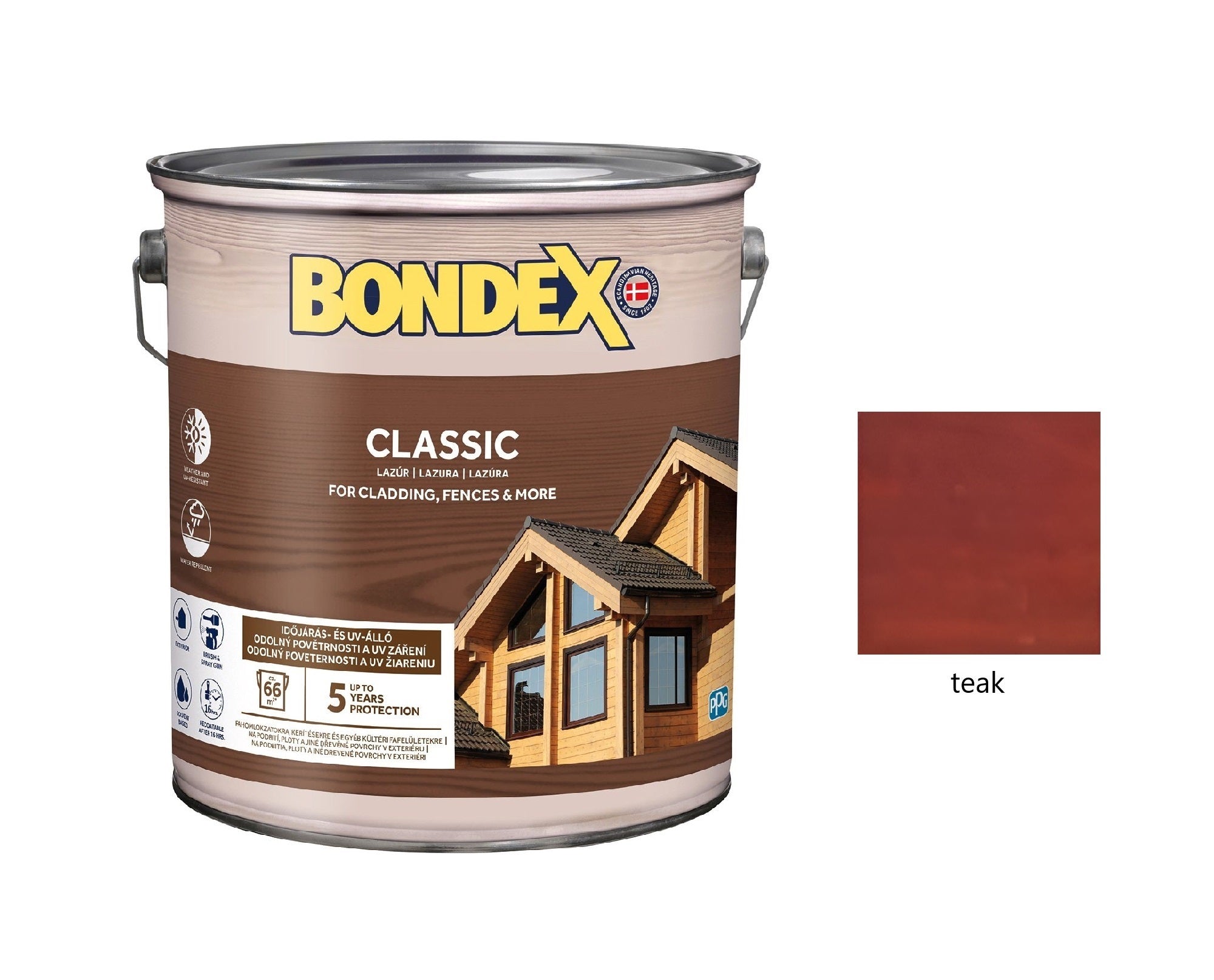 BONDEX CLASSIC tenkovrstvá syntetická lazura na dřevo exteriér vlašský teak 5 l