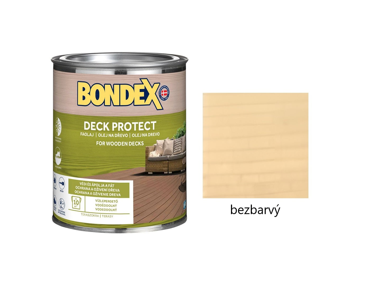 BONDEX DECK PROTECT syntetický napouštěcí olej na dřevo exteriér bezbarvý 0,75 l