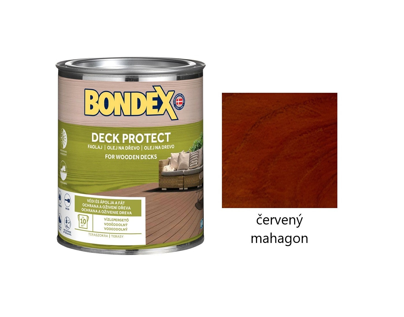 BONDEX DECK PROTECT syntetický napouštěcí olej na dřevo exteriér červený mahagon 0,75 l