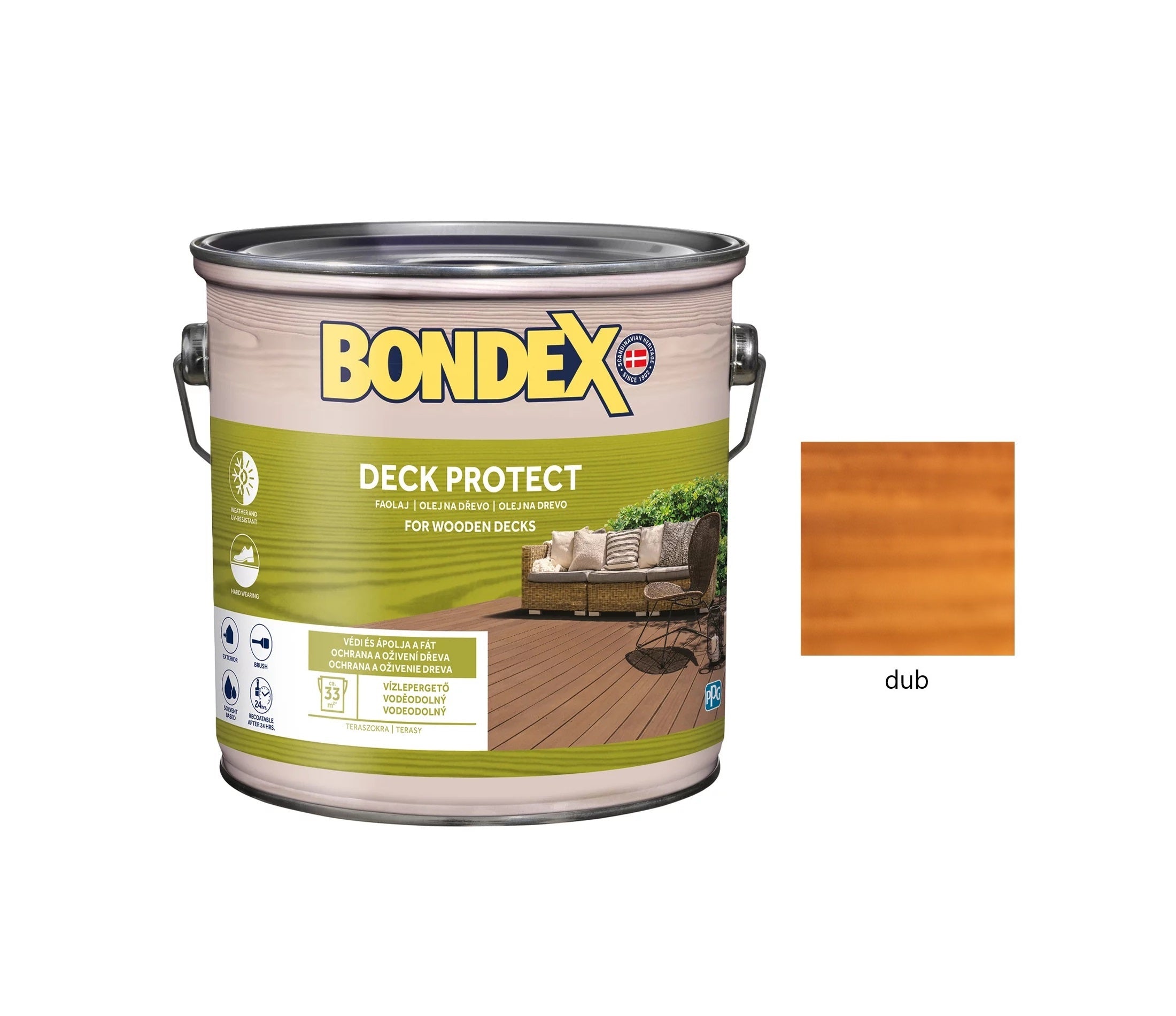 BONDEX DECK PROTECT syntetický napouštěcí olej na dřevo exteriér dub 2,5 l