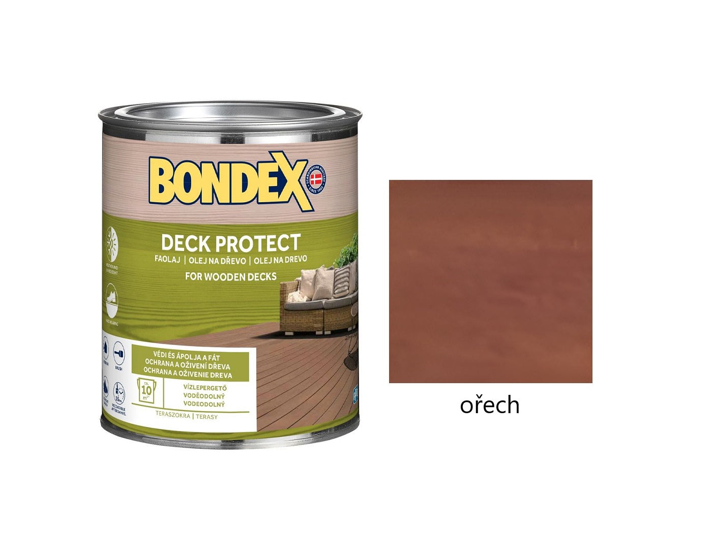 BONDEX DECK PROTECT syntetický napouštěcí olej na dřevo exteriér ořech 0,75 l