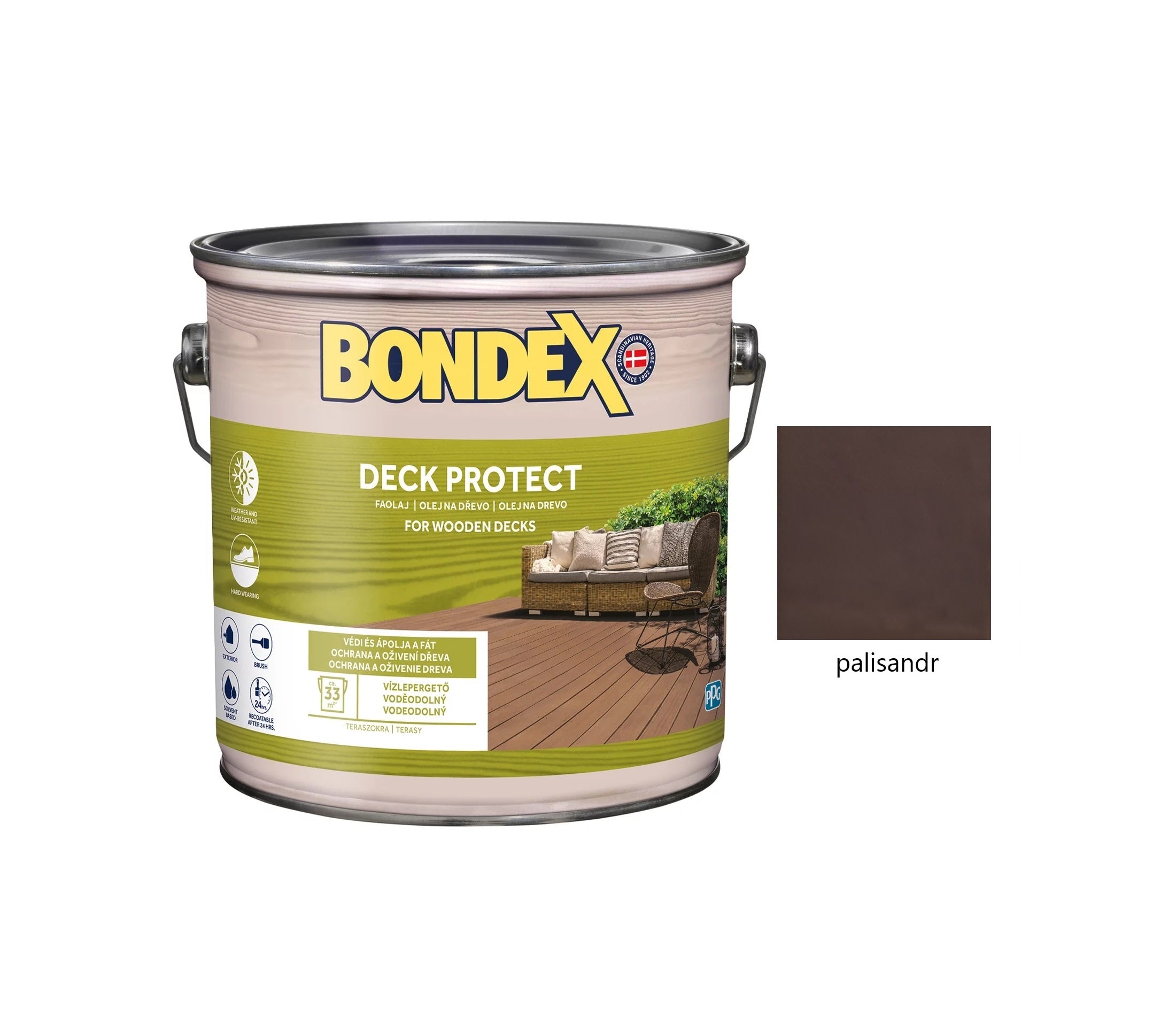 BONDEX DECK PROTECT syntetický napouštěcí olej na dřevo exteriér palisandr 2,5 l