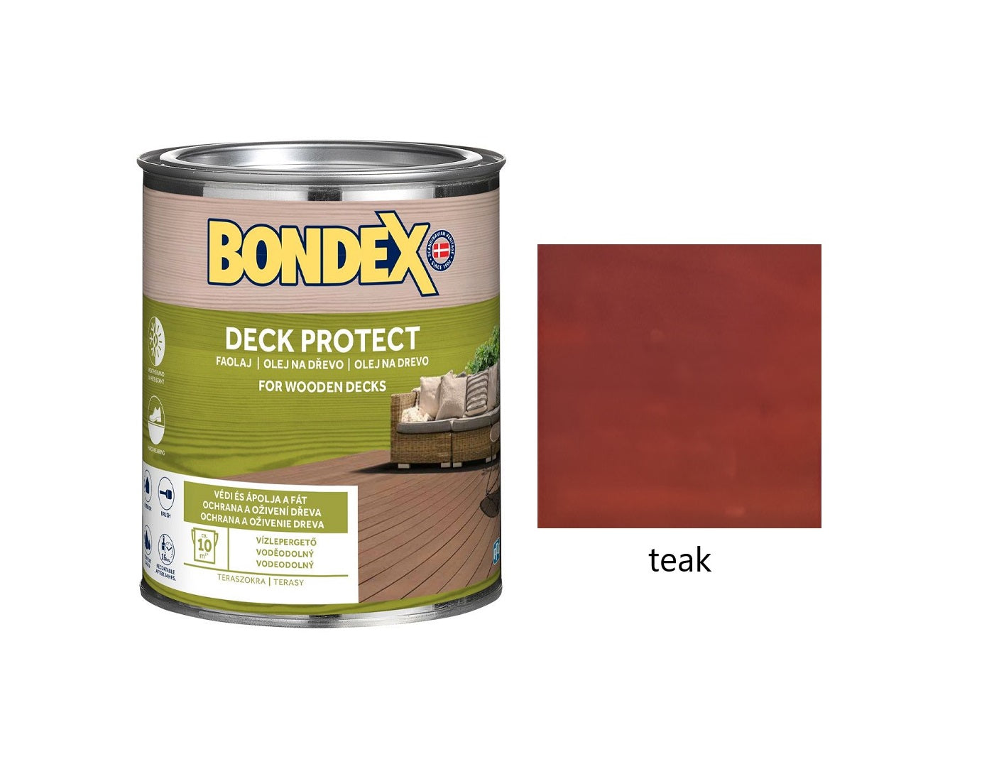 BONDEX DECK PROTECT syntetický napouštěcí olej na dřevo exteriér teak 0,75 l