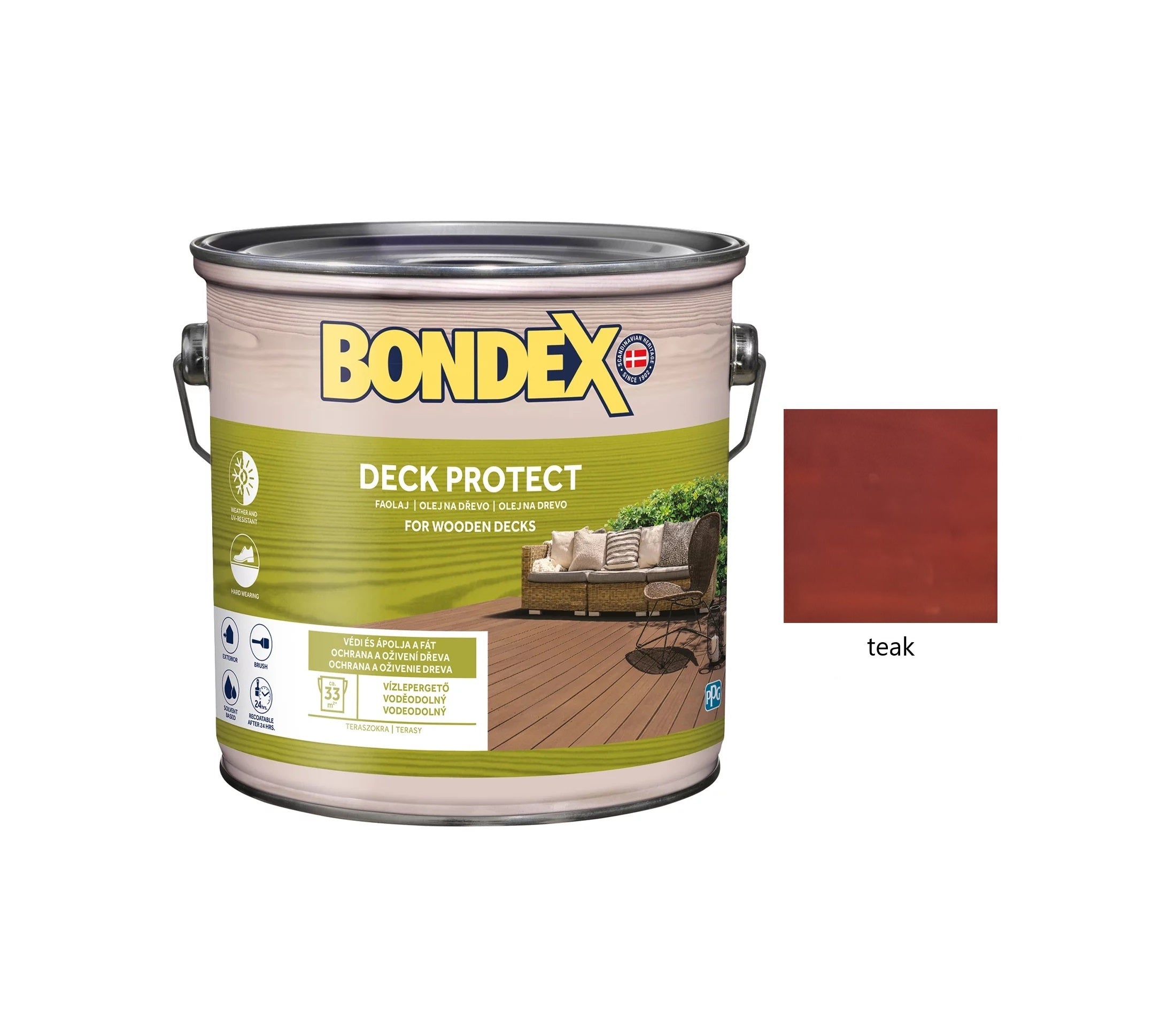 BONDEX DECK PROTECT syntetický napouštěcí olej na dřevo exteriér teak 2,5 l