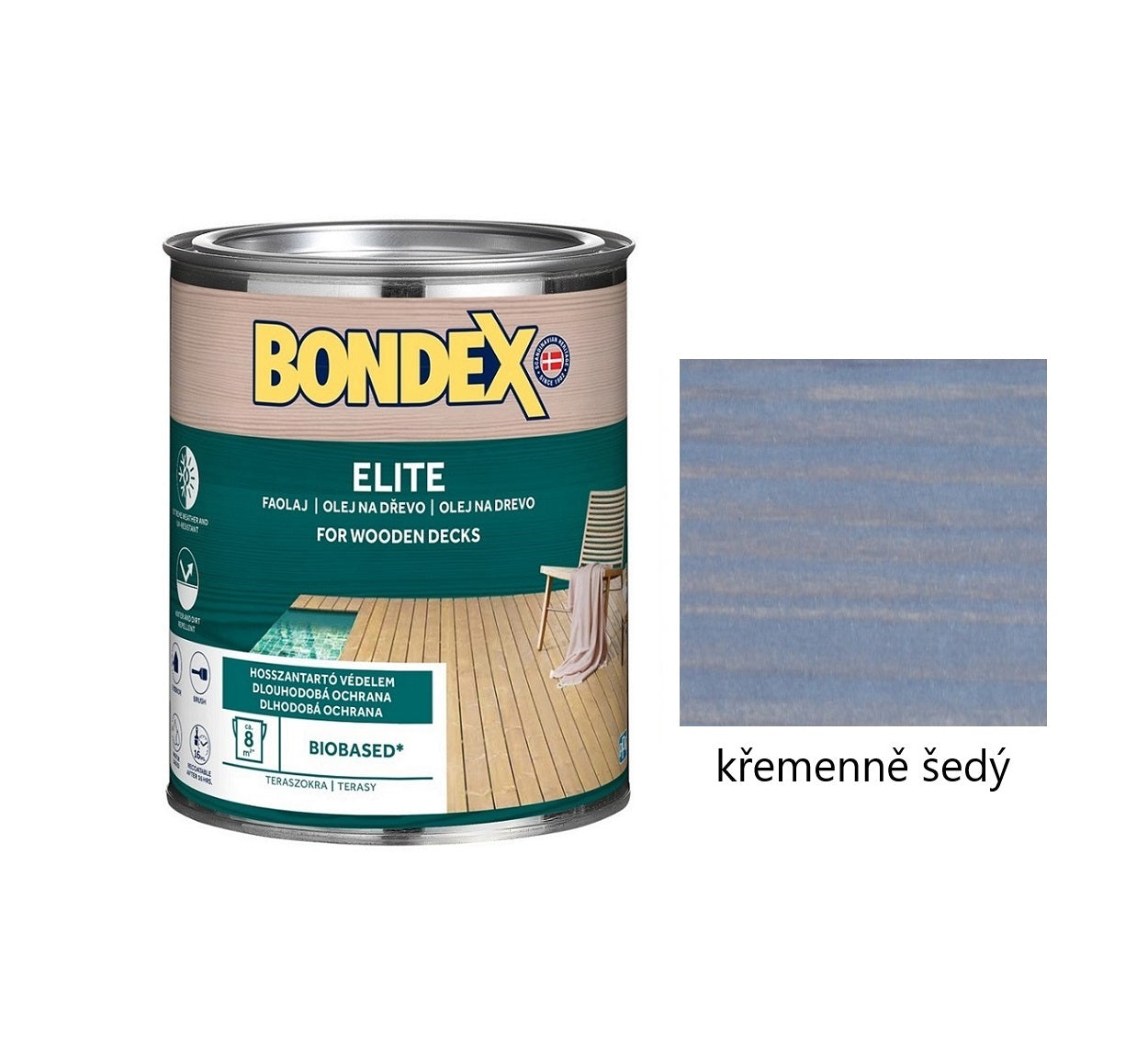 BONDEX ELITE napouštěcí olej na dřevo křemenně šedý 0,75 l