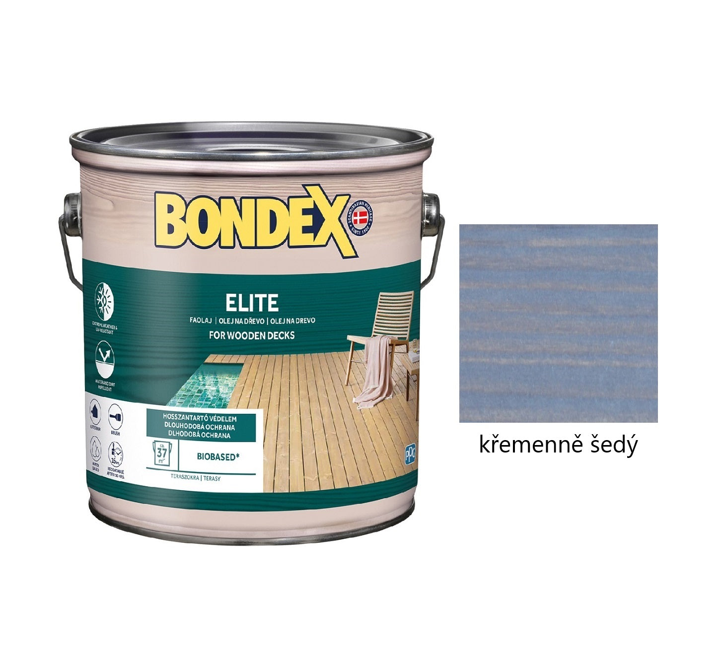 BONDEX ELITE napouštěcí olej na dřevo křemenně šedý 2,5 l