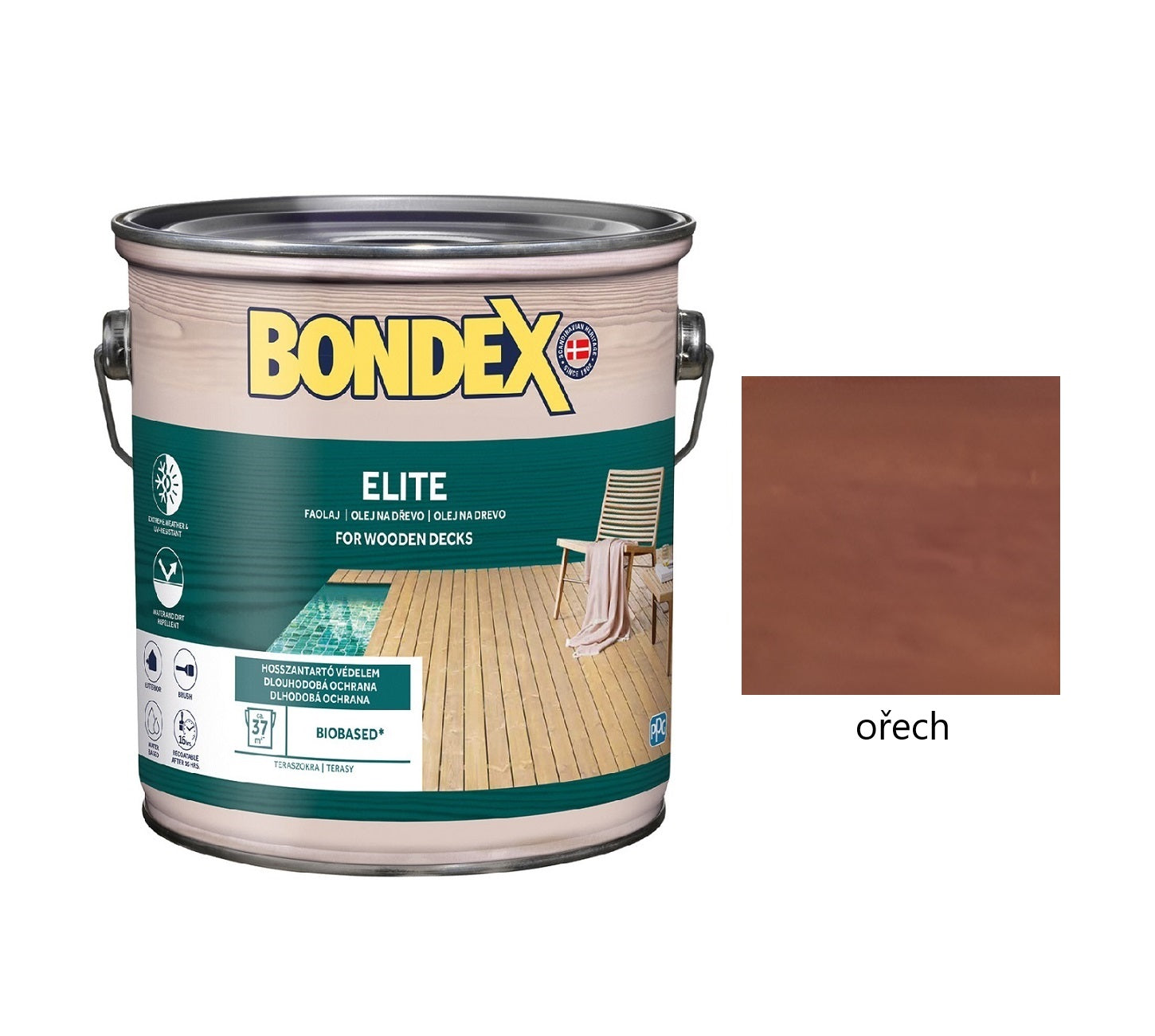 BONDEX ELITE napouštěcí olej na dřevo ořech 2,5 l