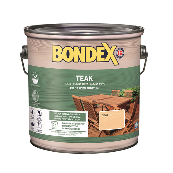 BONDEX TEAK OIL syntetický teakový olej na dřevo a zahradní nábytek 2,5 l