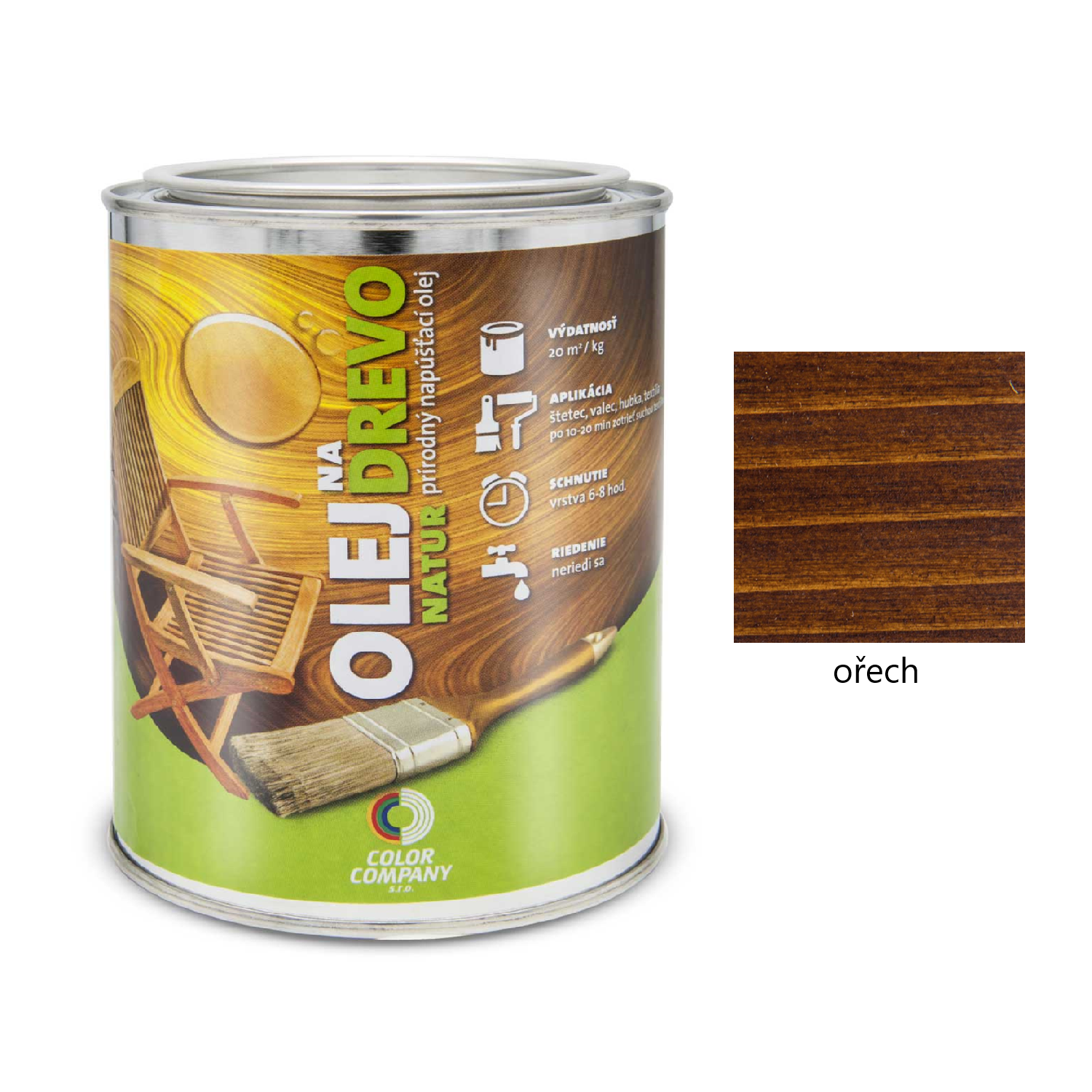 COLOR COMPANY NATUR přírodní napouštěcí olej na dřevo - ořech