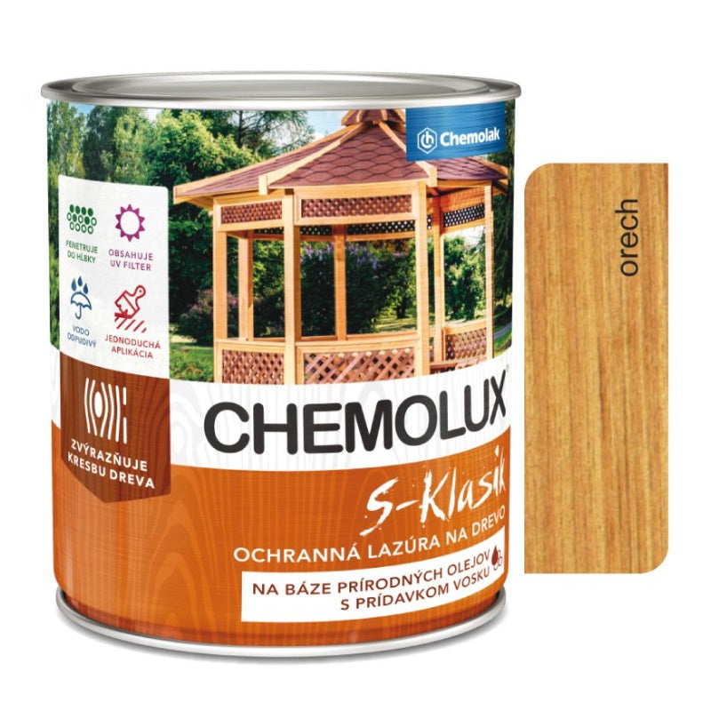Chemolak CHEMOLUX S-KLASIK S 1040 Ochranná lazura na dřevo - 0211 - Ořech