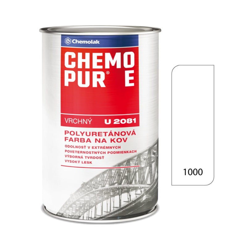 Chemolak CHEMOPUR E U 2081 vrchní polyuretanová dvousložková lesklá barva na kov - 1000 - Bílá