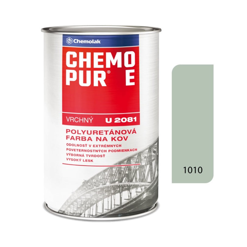 Chemolak CHEMOPUR E U 2081 vrchní polyuretanová dvousložková lesklá barva na kov - 1010 - Šedá pastelová