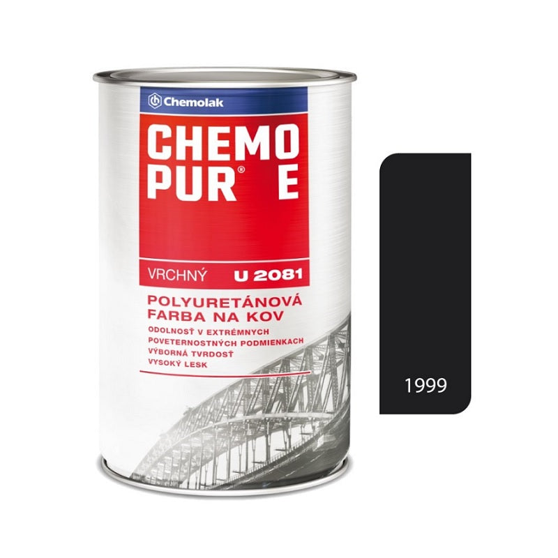 Chemolak CHEMOPUR E U 2081 vrchní polyuretanová dvousložková lesklá barva na kov - 1999 - Černá