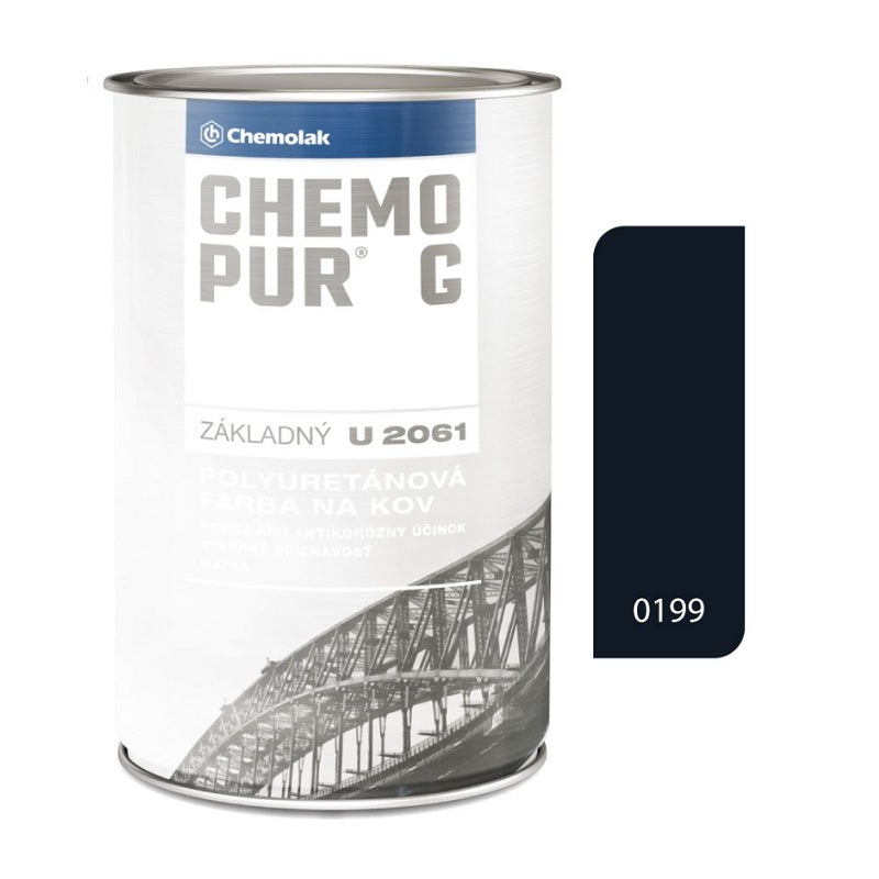 Chemolak CHEMOPUR G U 2061 základní polyuretanová dvousložková matná barva na kov - 0199 - Černá