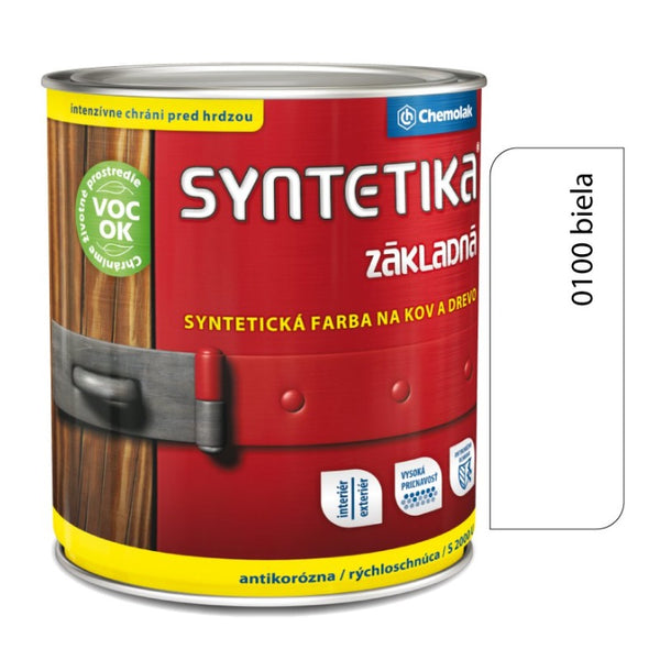 Chemolak SYNTETIKA S 2000 U základní syntetická antikorozní barva na kov a dřevo - 0100 - Bílá