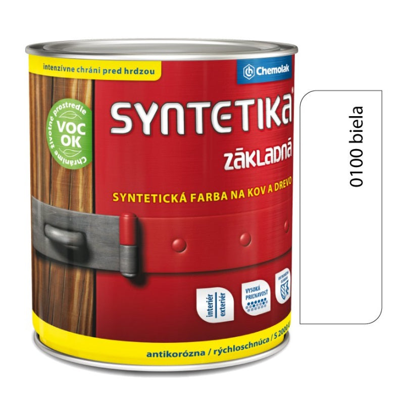 Chemolak SYNTETIKA S 2000 U základní syntetická antikorozní barva na kov a dřevo - 0100 - Bílá