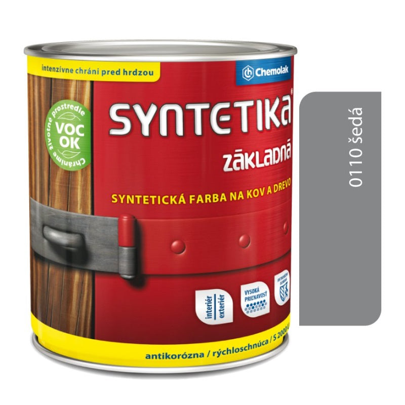 Chemolak SYNTETIKA S 2000 U základní syntetická antikorozní barva na kov a dřevo - 0110 - Šedá