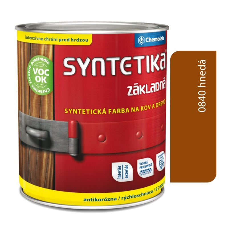 Chemolak SYNTETIKA S 2000 U základní syntetická antikorozní barva na kov a dřevo - 0840 - Hnědá